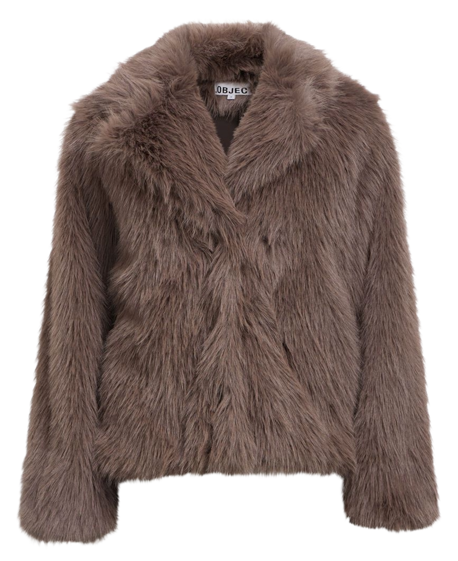 Manteau col classique en fourrure synthétique OBJECT Gris