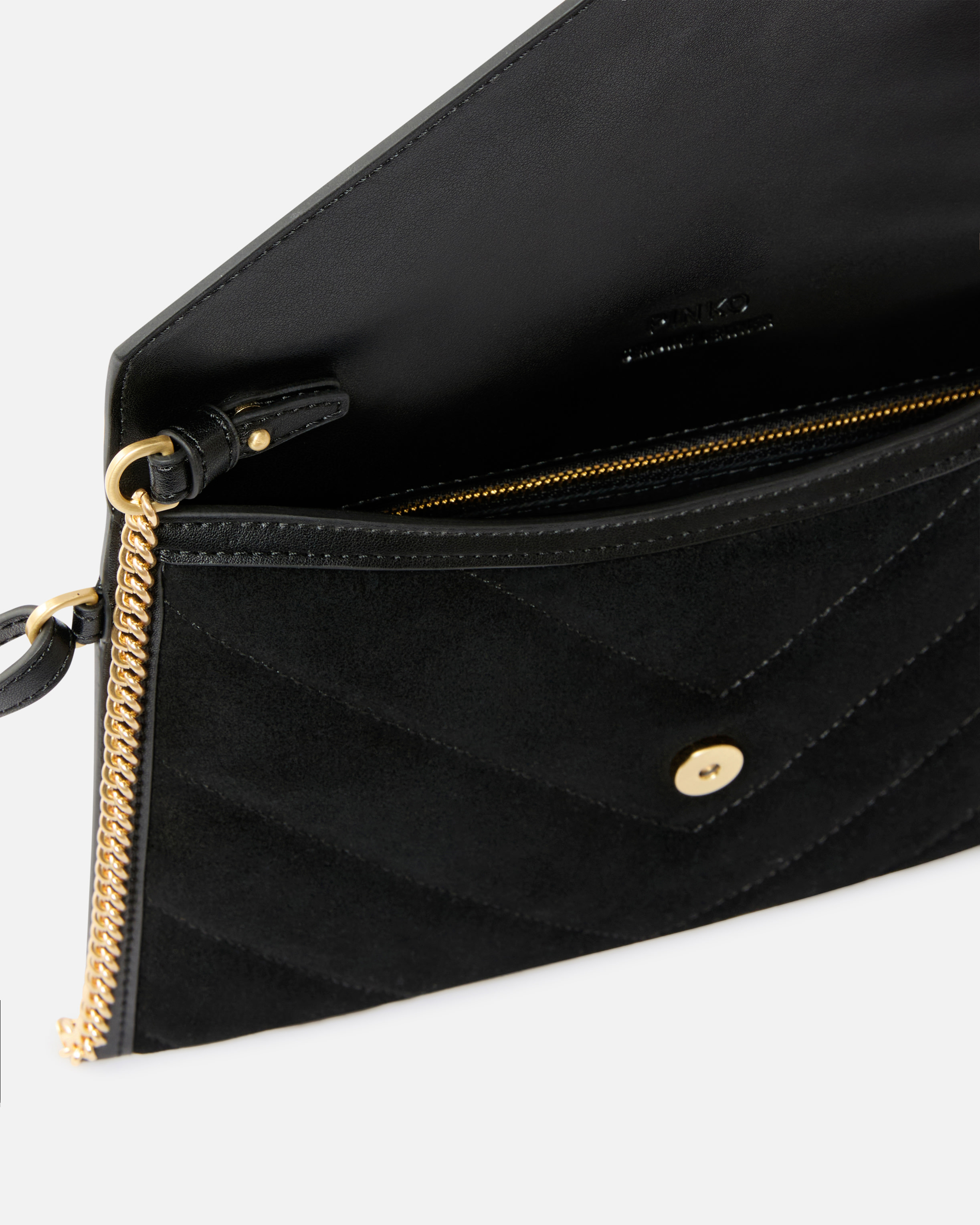Suede clutch with love birds logo PINKO Black