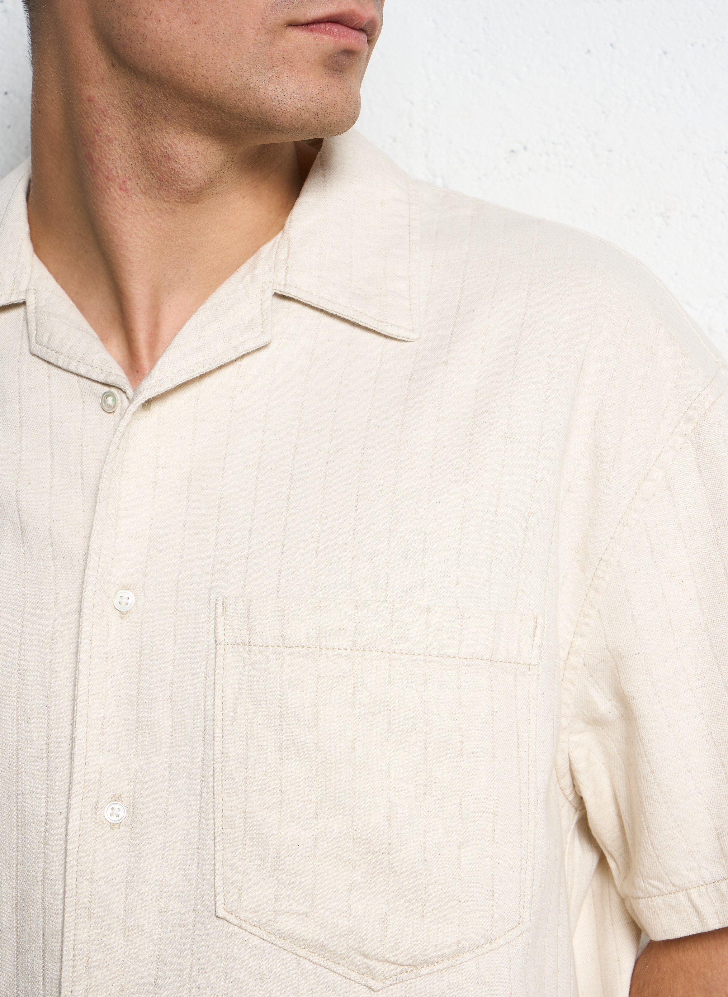 Cotton and linen shirt with classic collar IKKS White