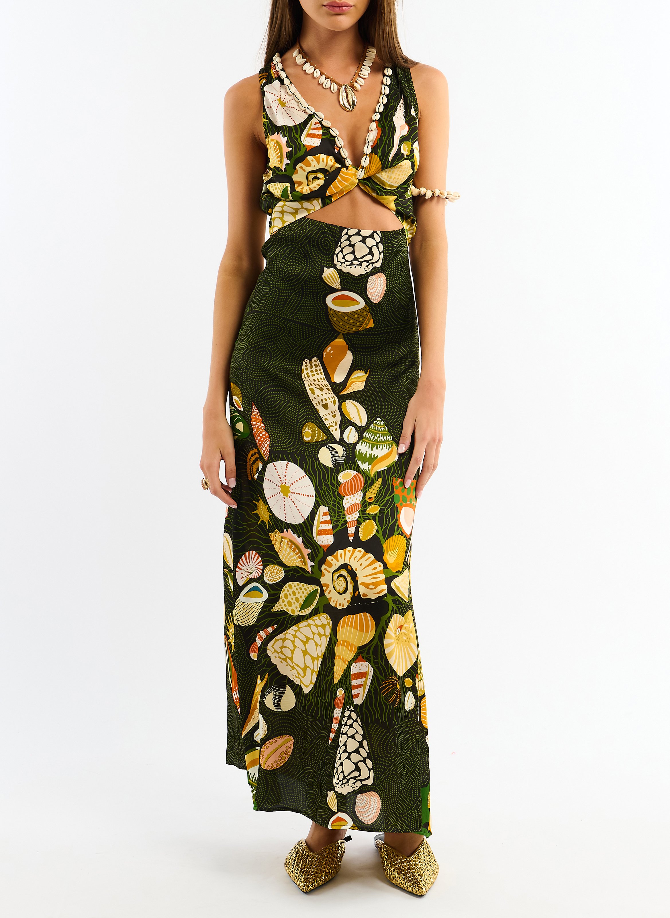 Long A-line printed dress WILD Black