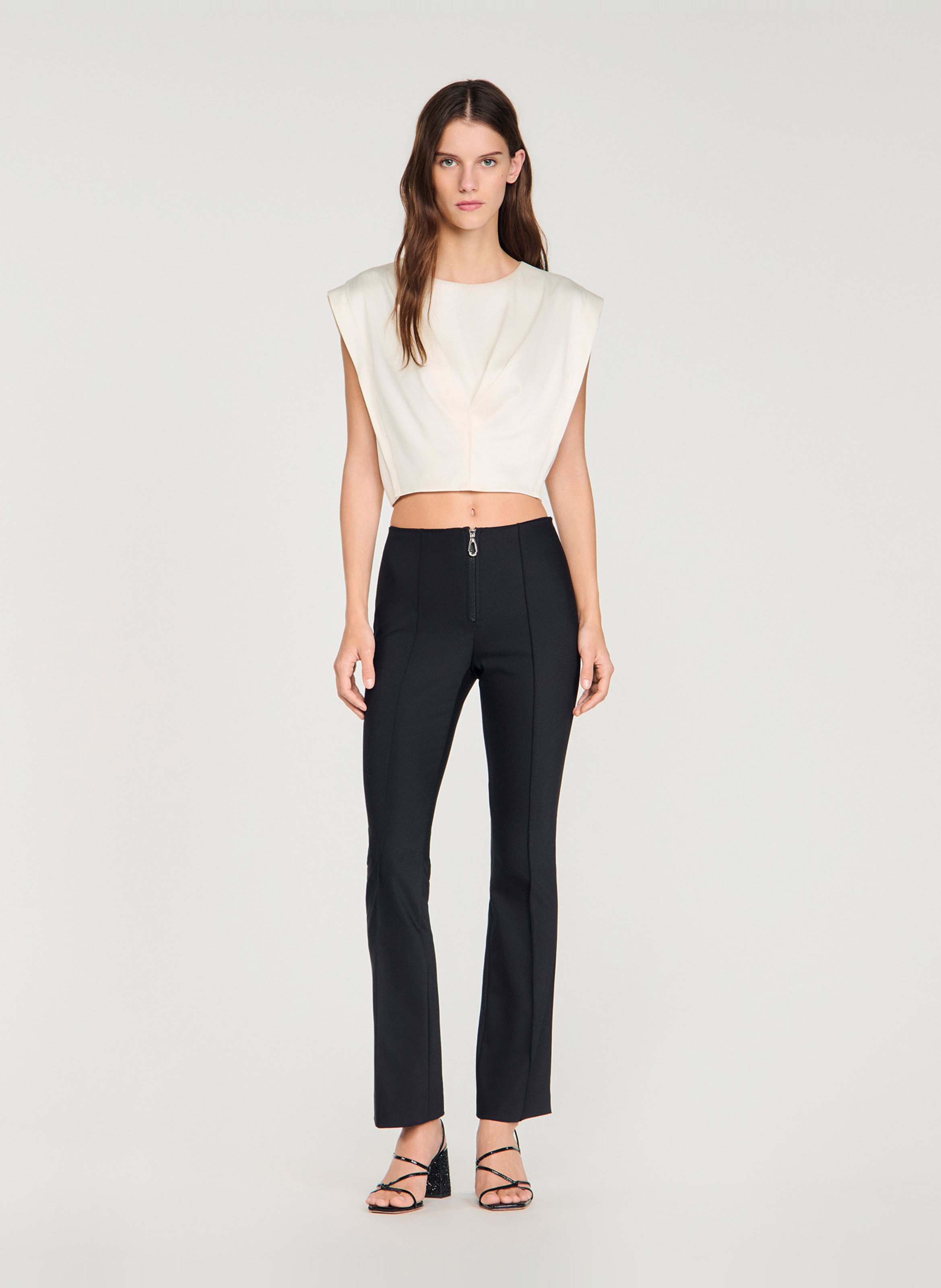 Pantalon droit en coton mélangé SANDRO Noir