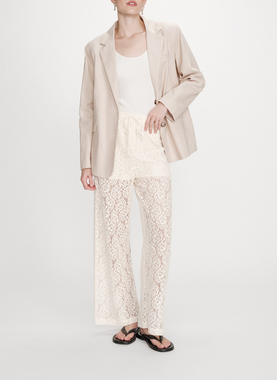 Wide-leg lace pants GRACE ET MILA White