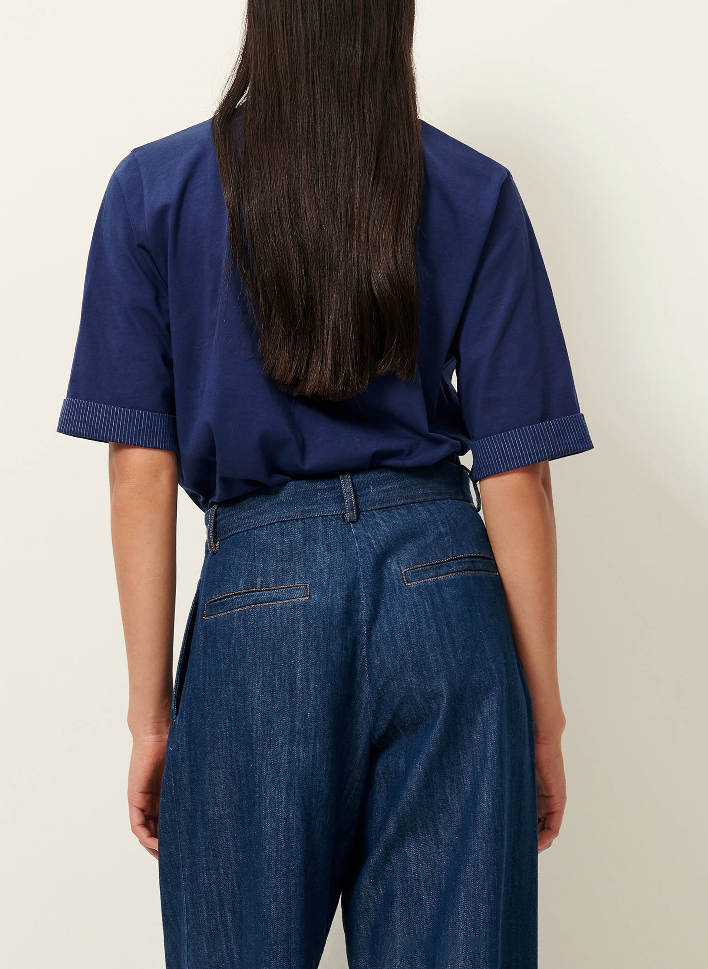 Tee-shirt manches courte en jersey uni SESSUN Bleu