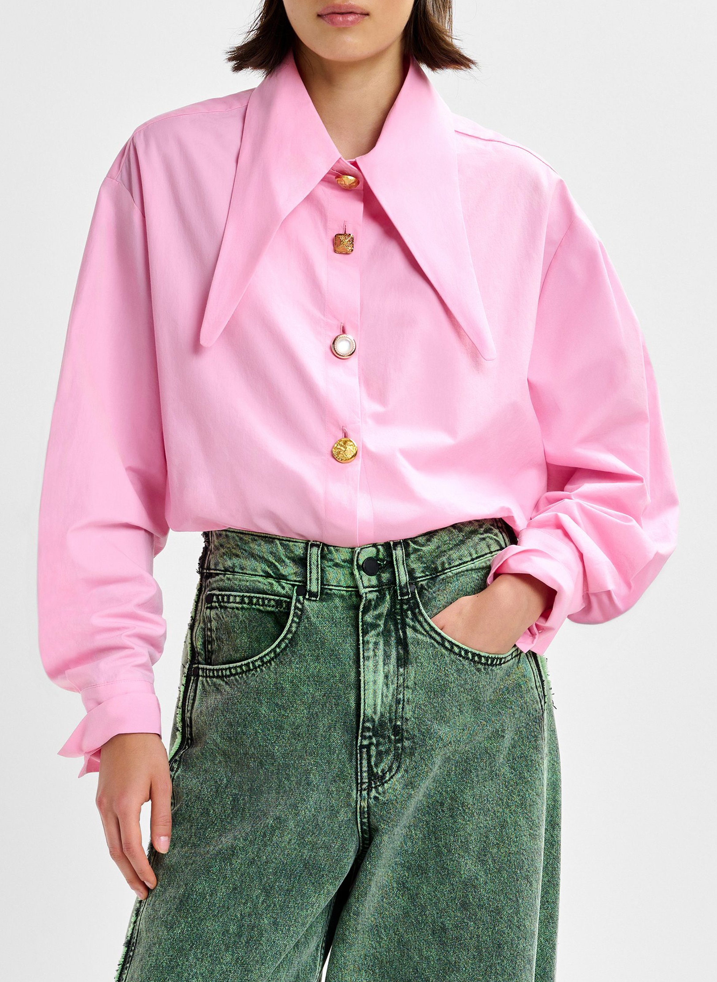 Oversized shirt with extended plain collar ESSENTIEL ANTWERP