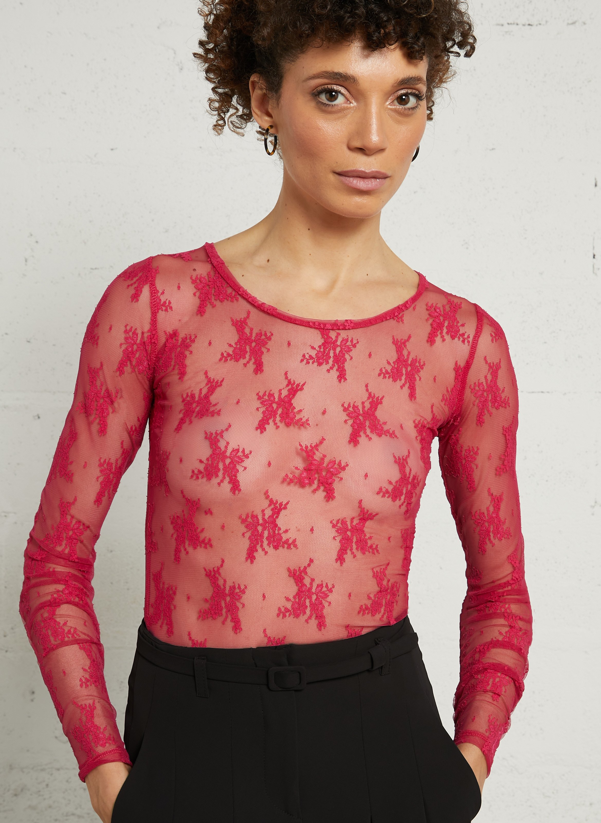 T-Shirt mit Rundhalsausschnitt und Spitze IMPERIAL