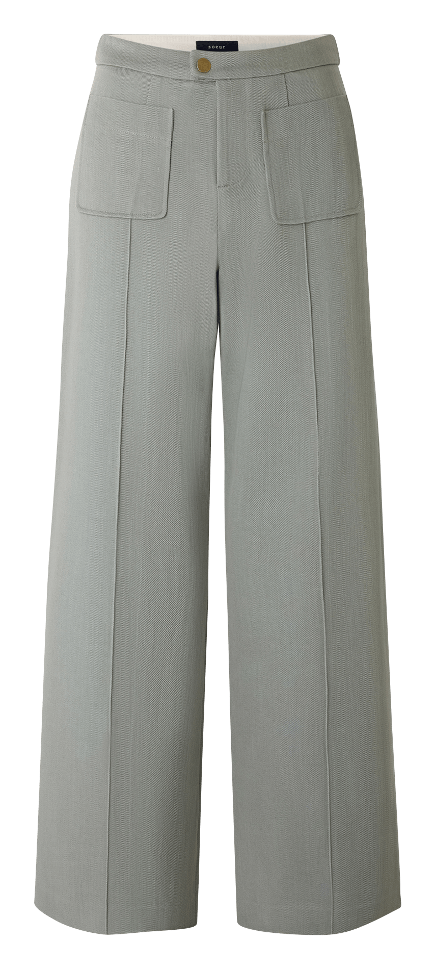 Pantalon large taille haute en twill de coton  SOEUR Vert