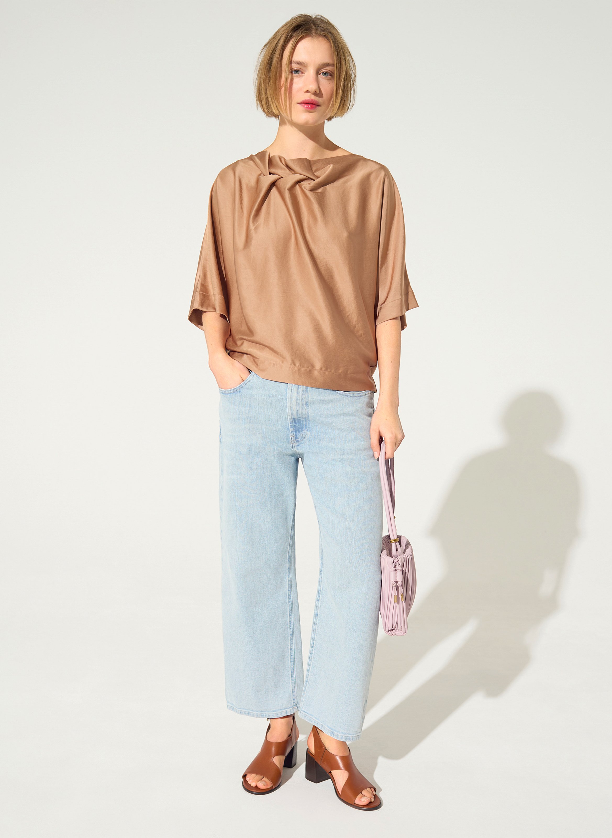 Top satiné à col asymétrique  COTELAC Rouge