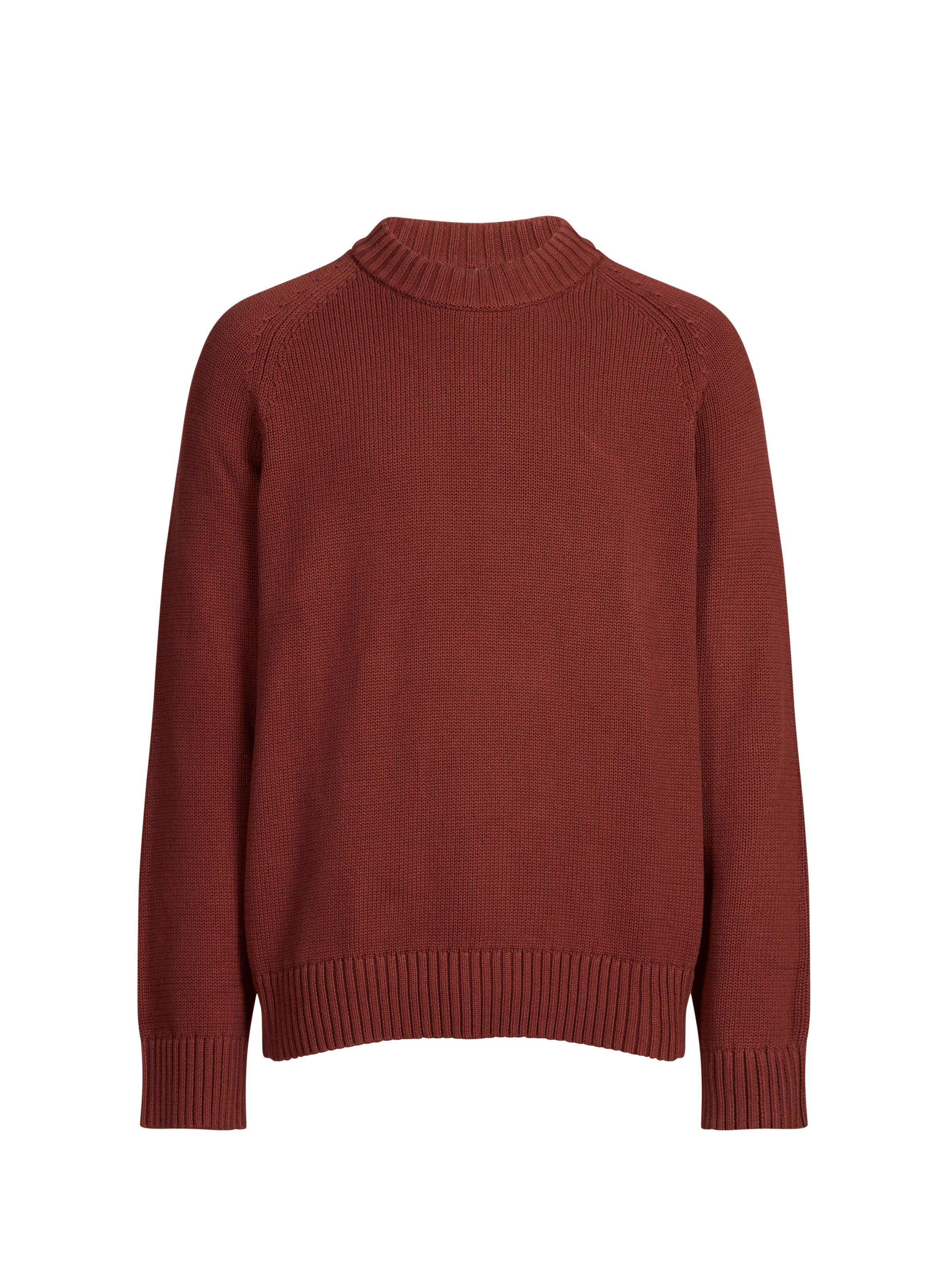 Straight cotton sweater with round neck SAISON 1865 Brown