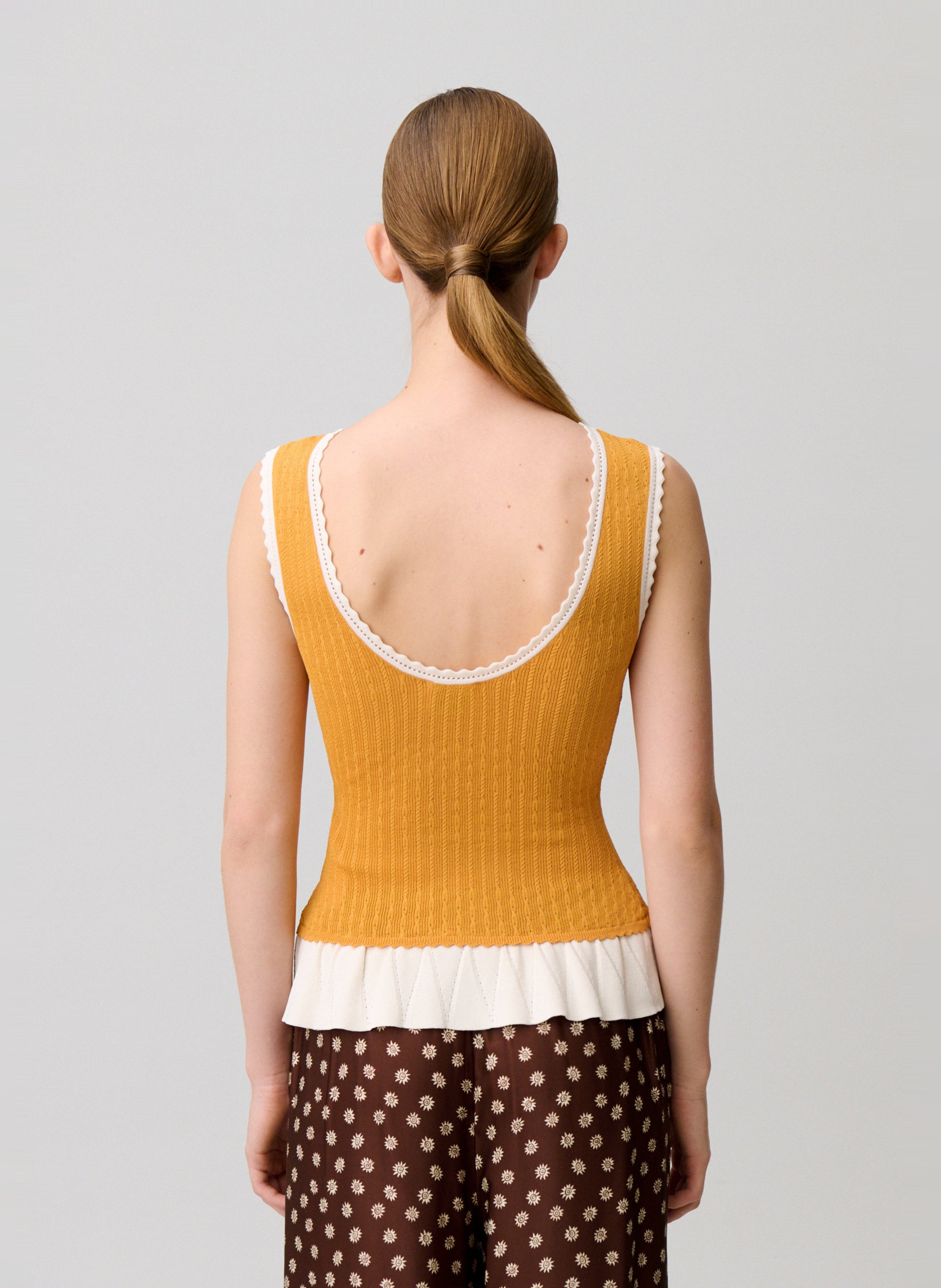 Fitted round-neck knit top CLAUDIE PIERLOT Orange