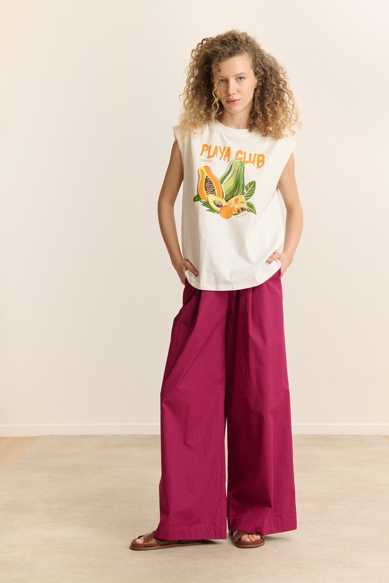 Sleeveless printed T-shirt GARANCE PARIS White