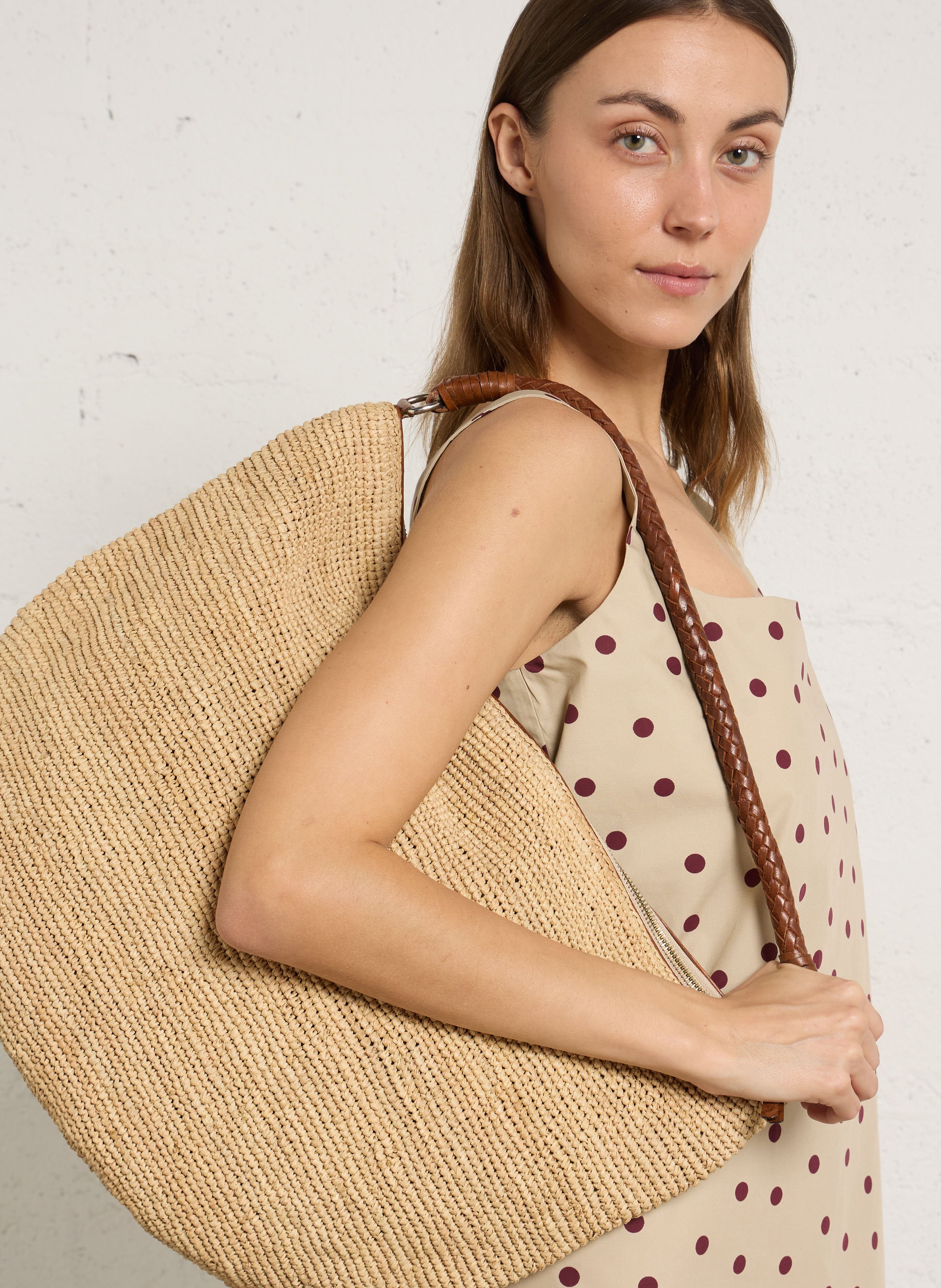 Sac porté épaule en raphia IBELIV Beige