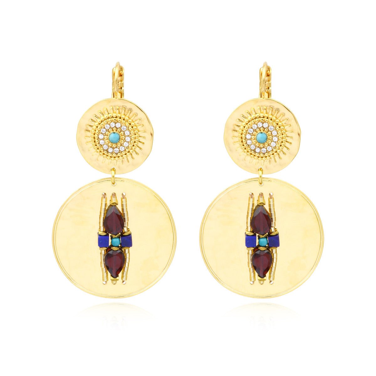 Wide sleeper earrings in gold-plated finish SATELLITE PARIS