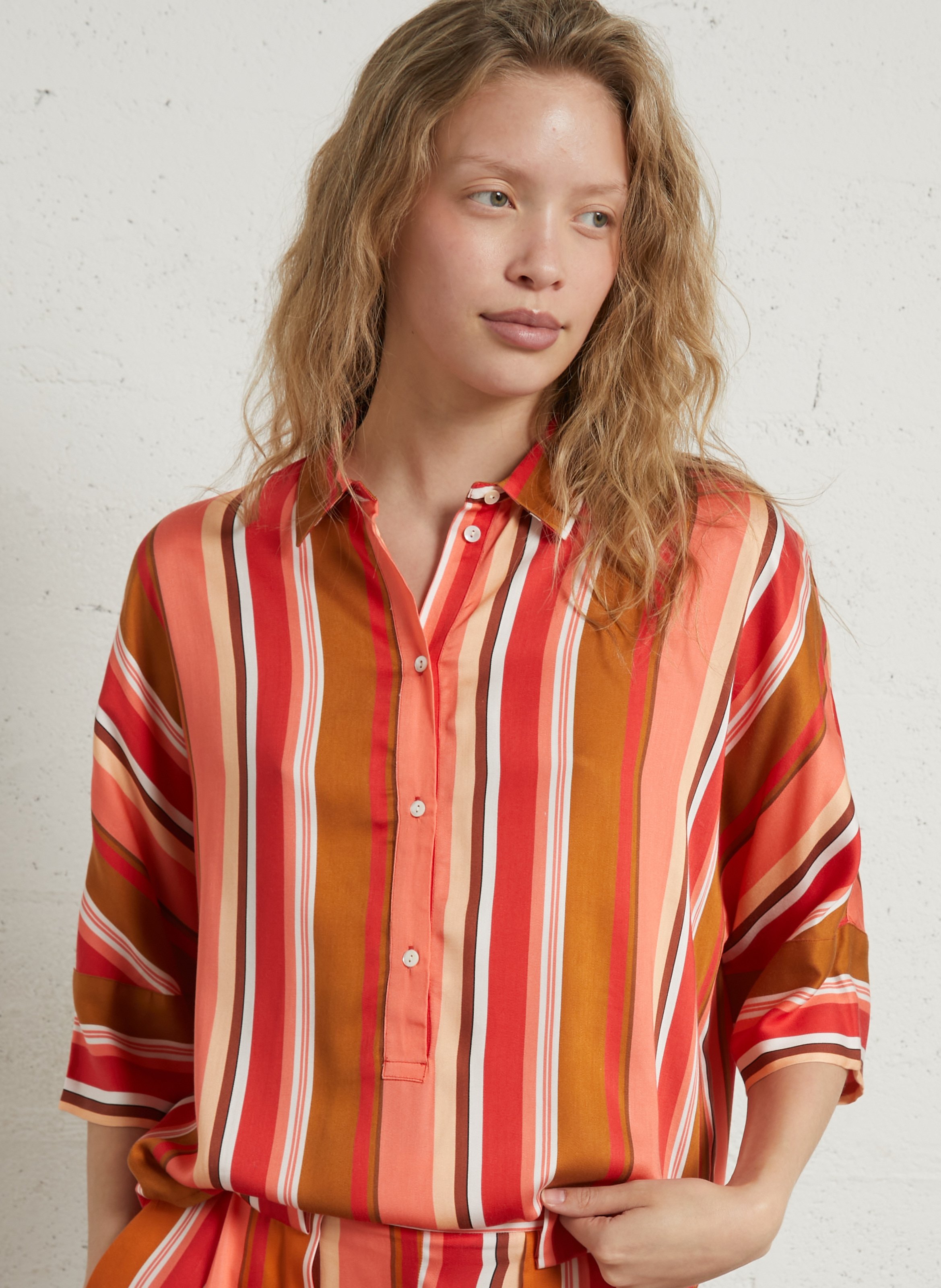 Bluse mit klassischem Streifenmuster BELLA JONES Rot