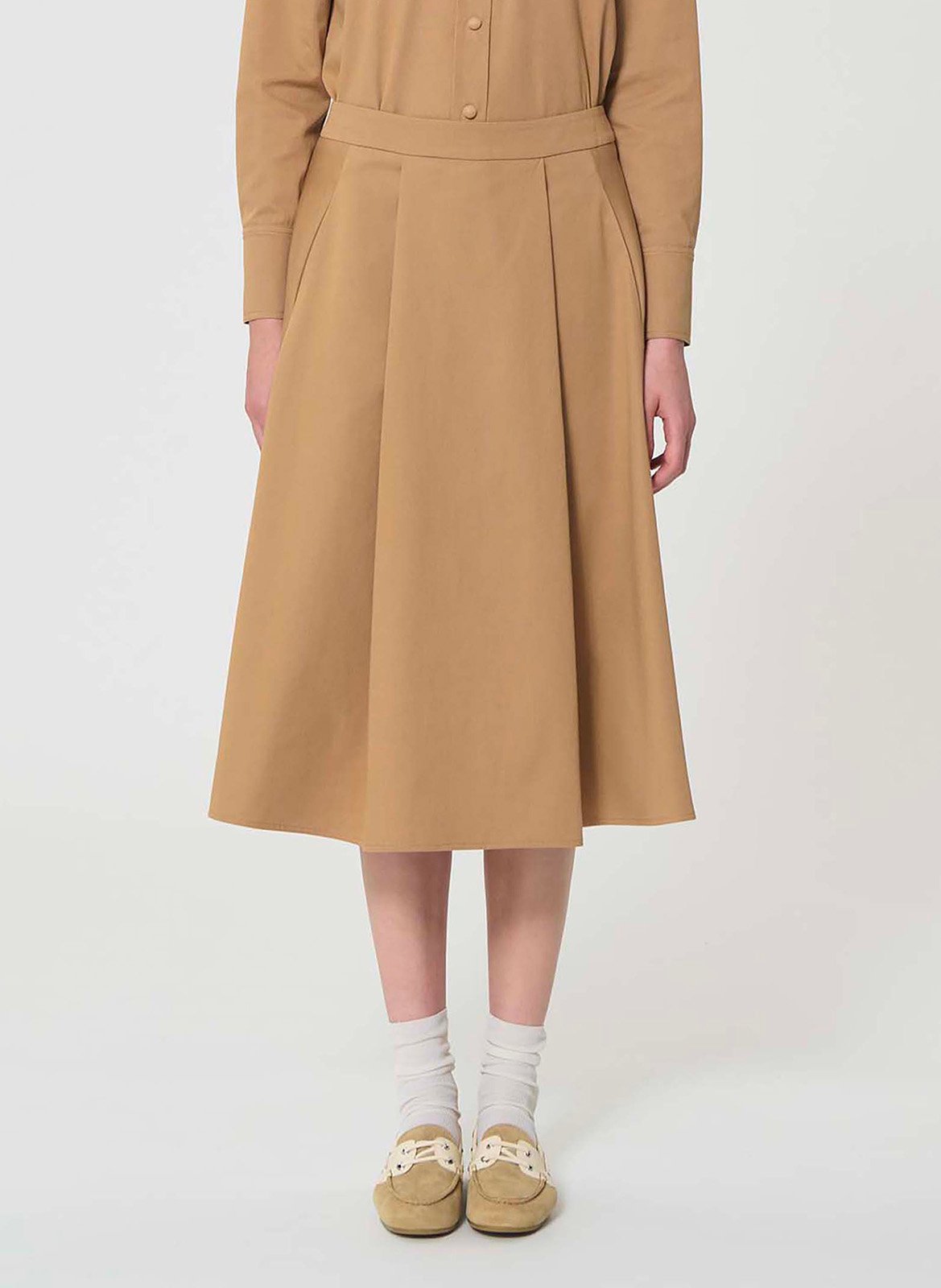 Jupe midi évasée en coton TARA JARMON Marron