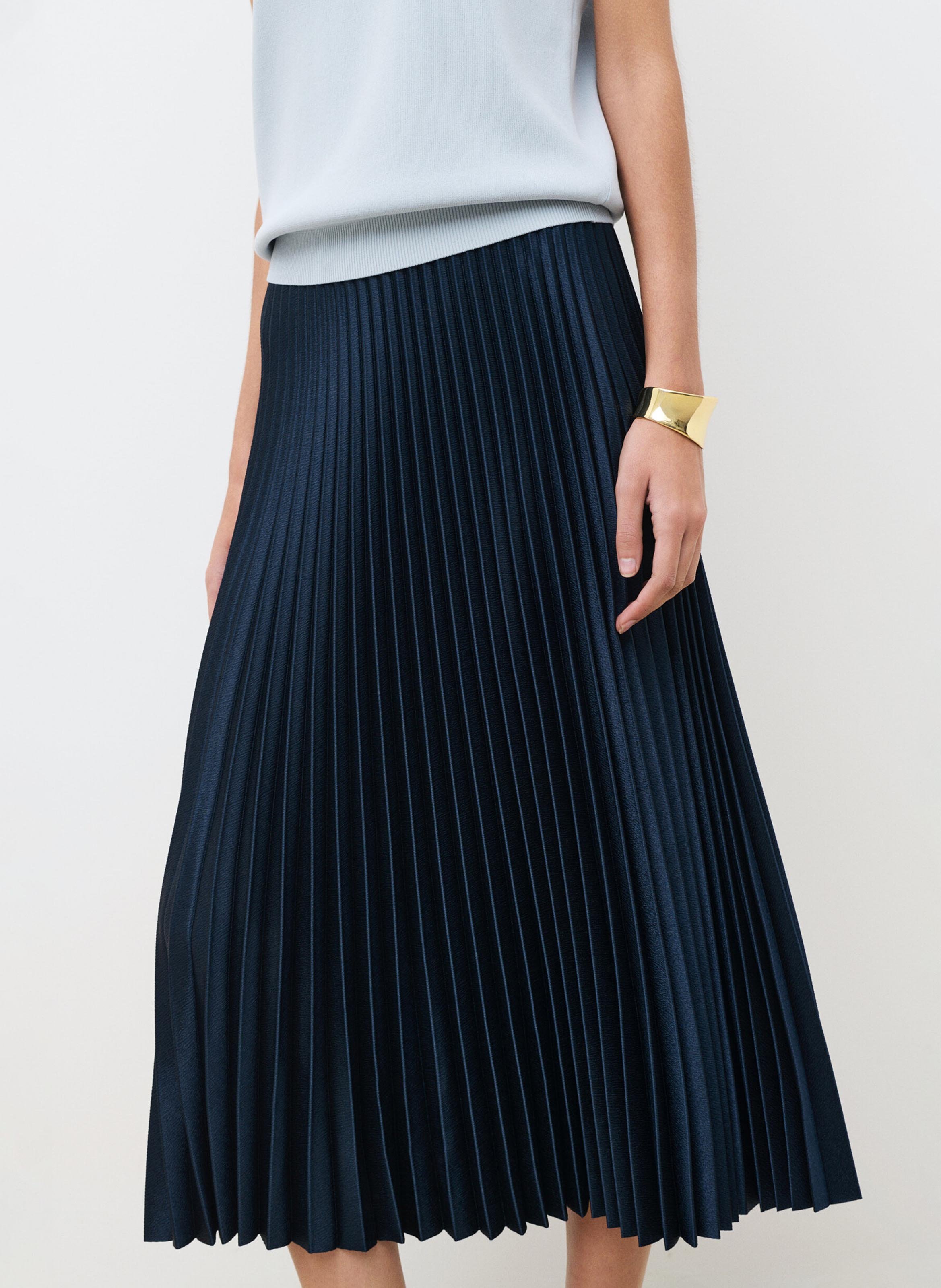 Jupe midi plisée  CAROLL Bleu