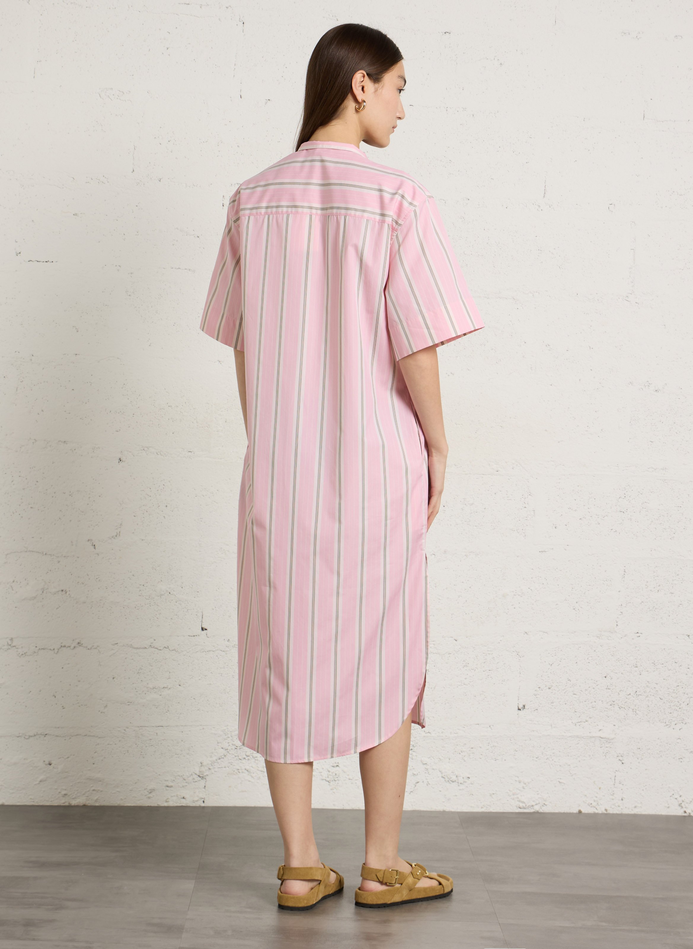 Langes Rundhalskleid aus Baumwolle. SOEUR Rosa