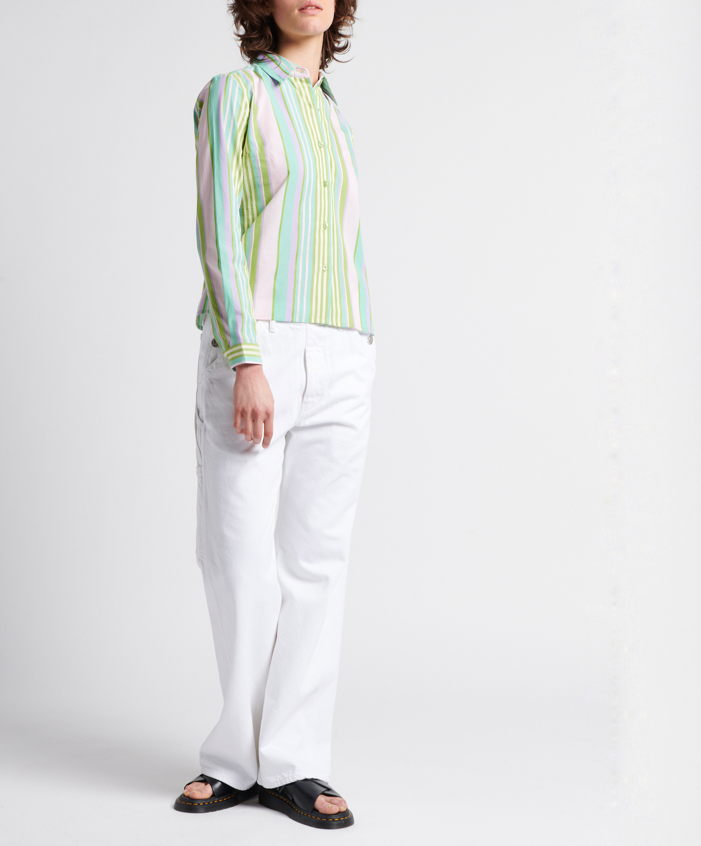 Camisa de algodón a rayas con cuello clásico LAURENCE BRAS Azul