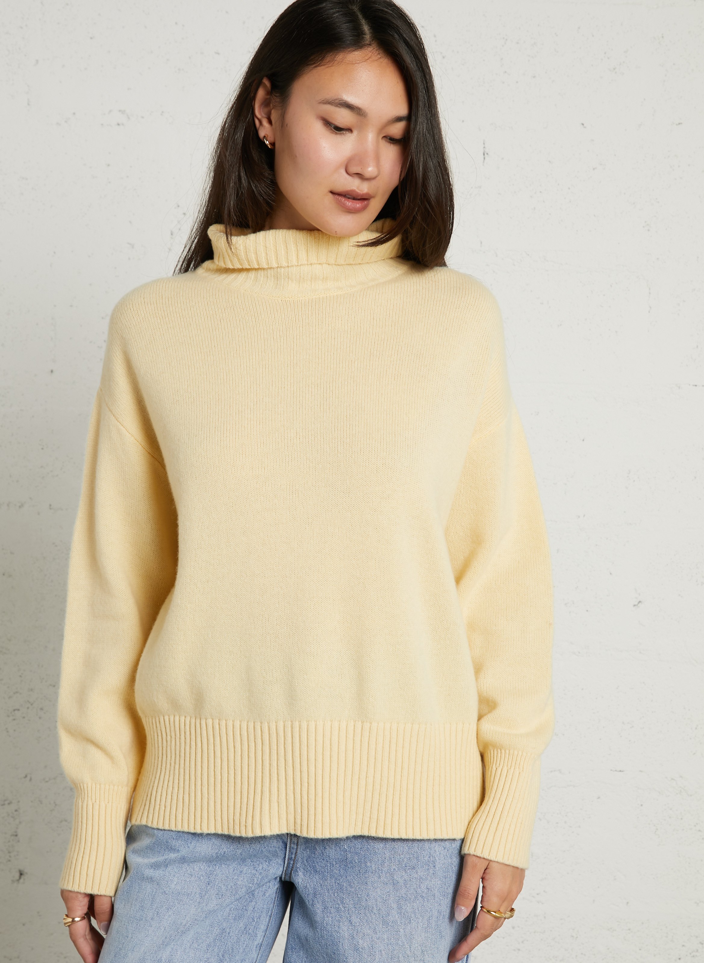 Pull col roulé en laine SUNCOO Jaune