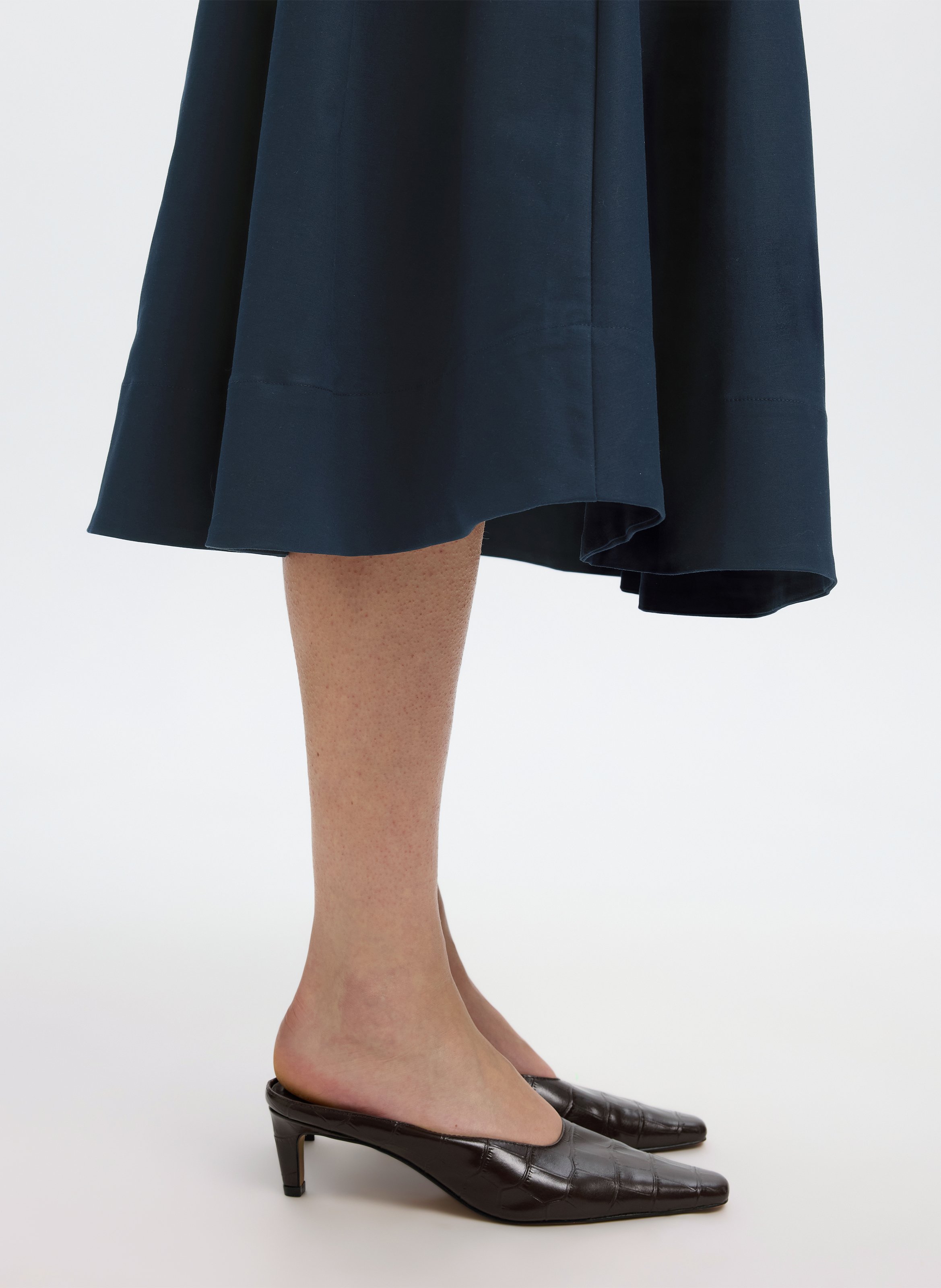 Jupe midi évasée en coton bio mélangé SELECTED Bleu