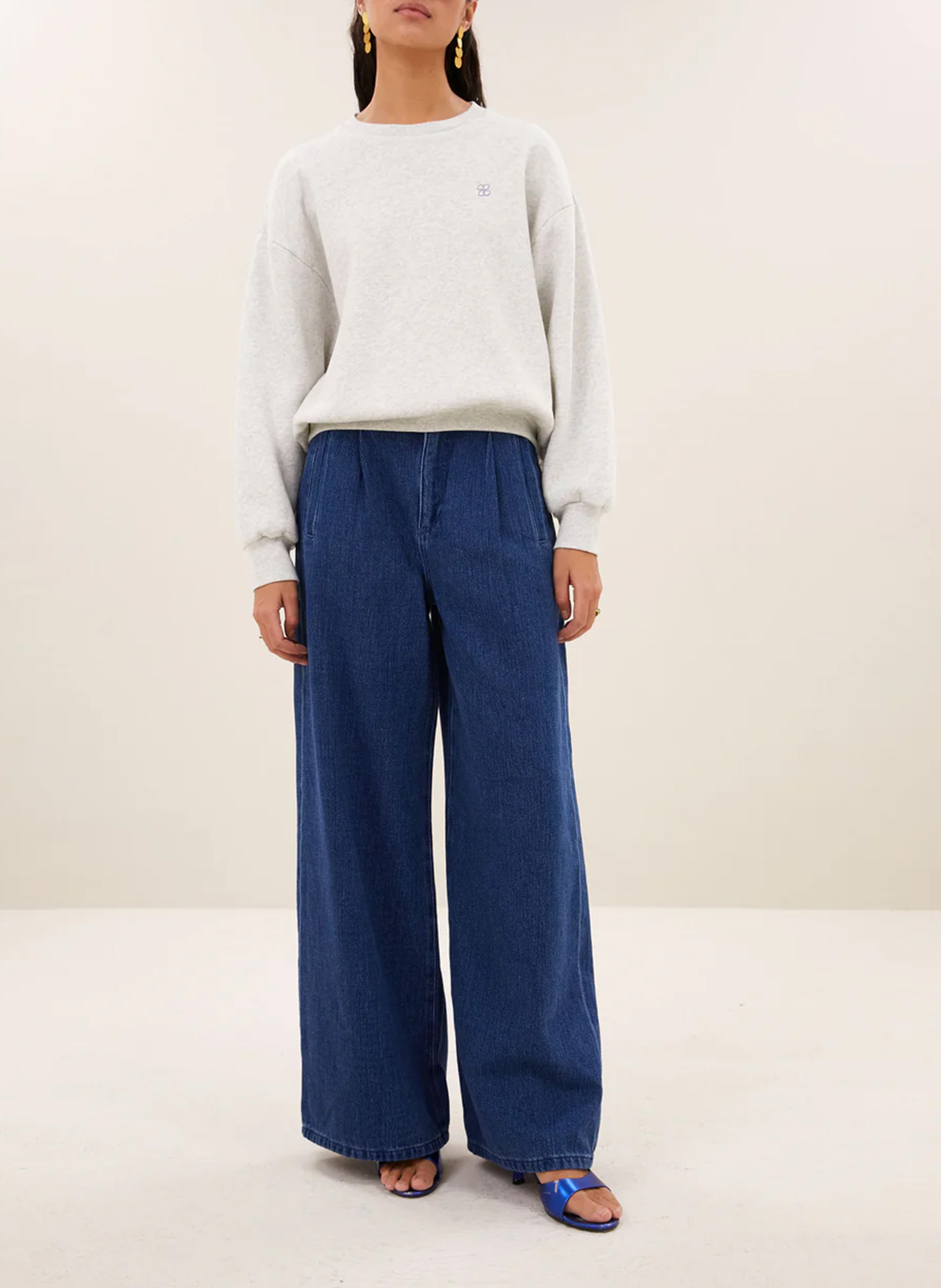 Rundhals-Sweatshirt aus Baumwoll-Mix BY BAR Grau