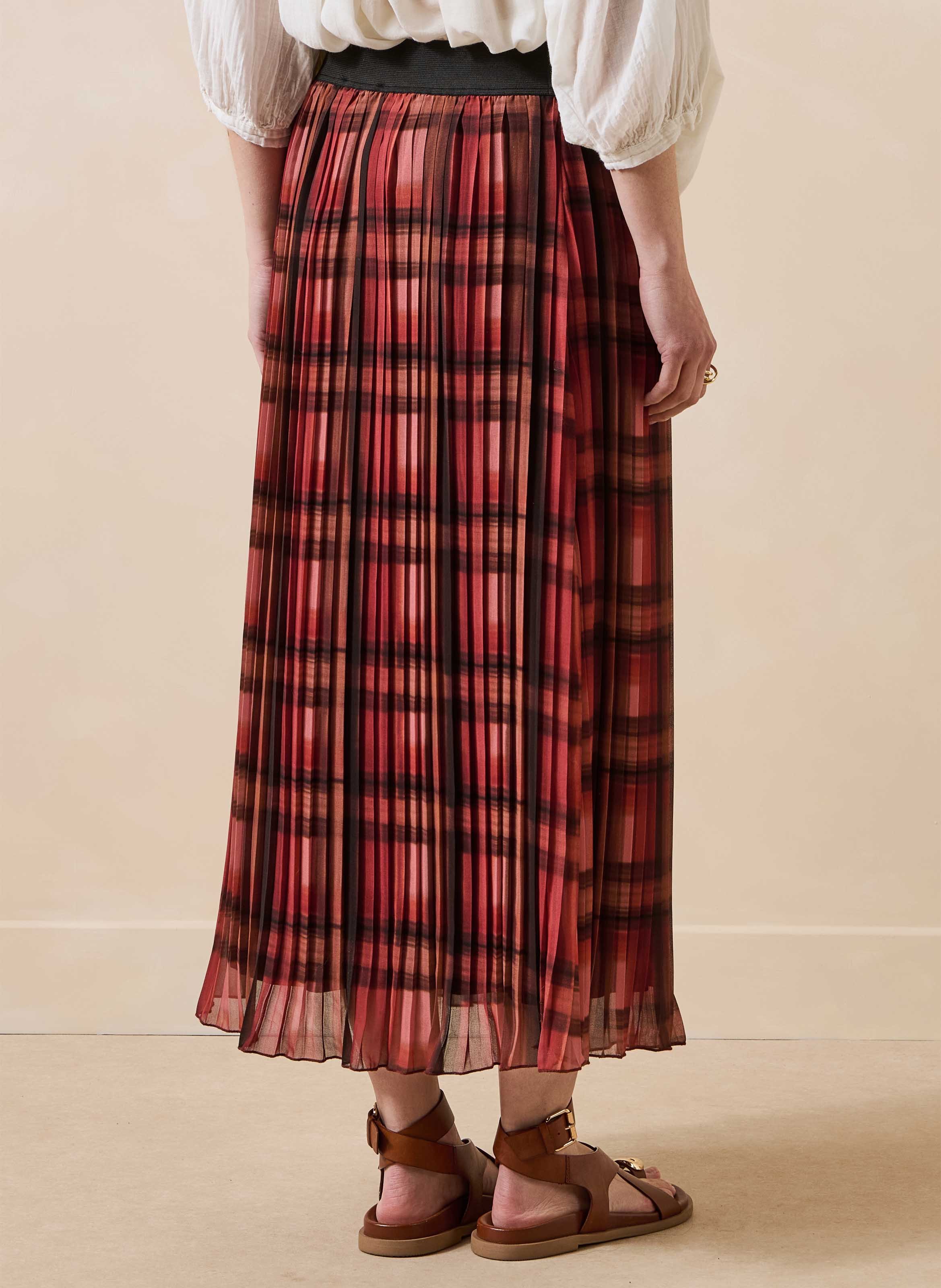 Halflange plissérok LA FEE MARABOUTEE Rood
