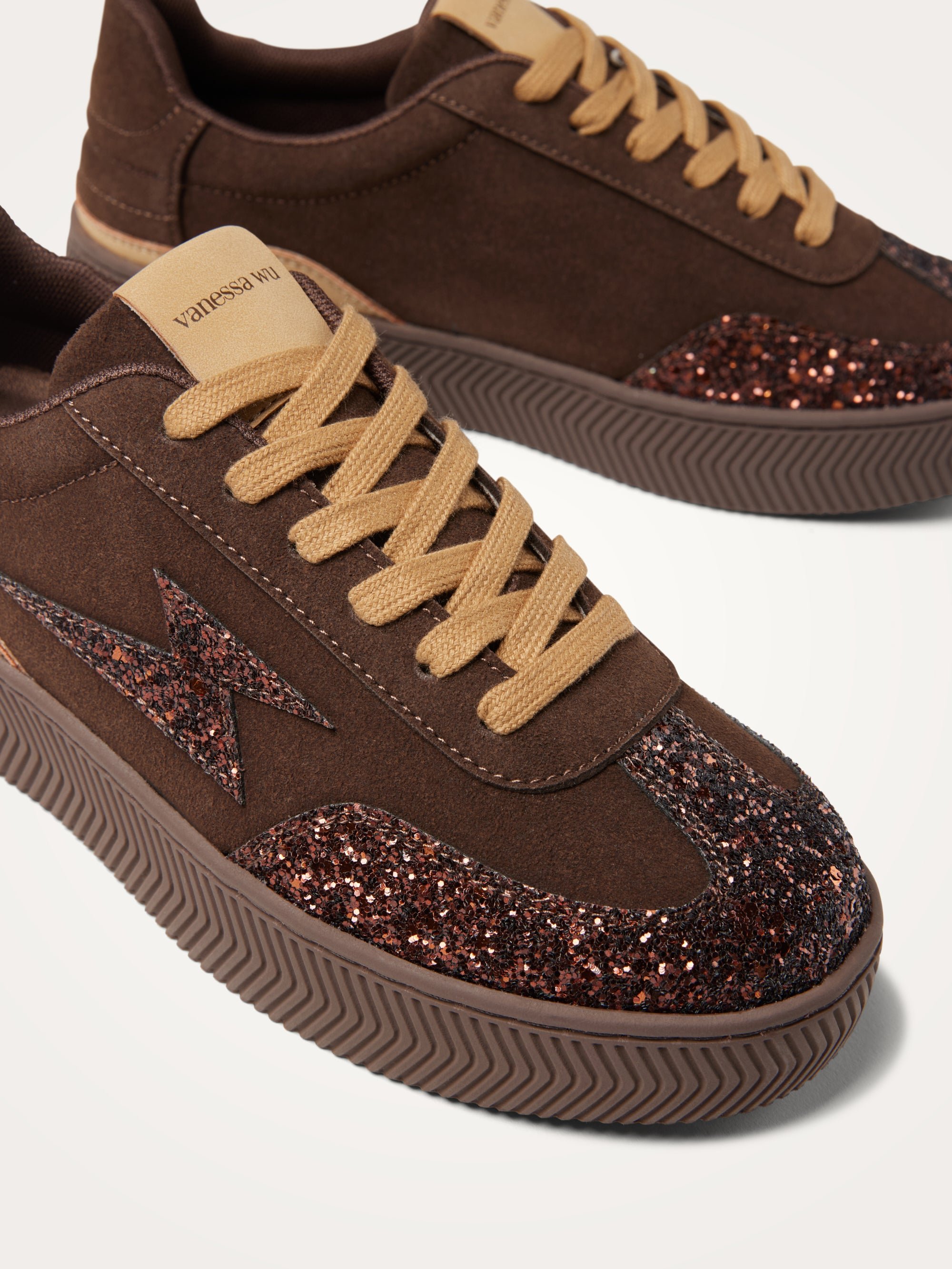 Low-top glitter sneakers VANESSA WU Brown