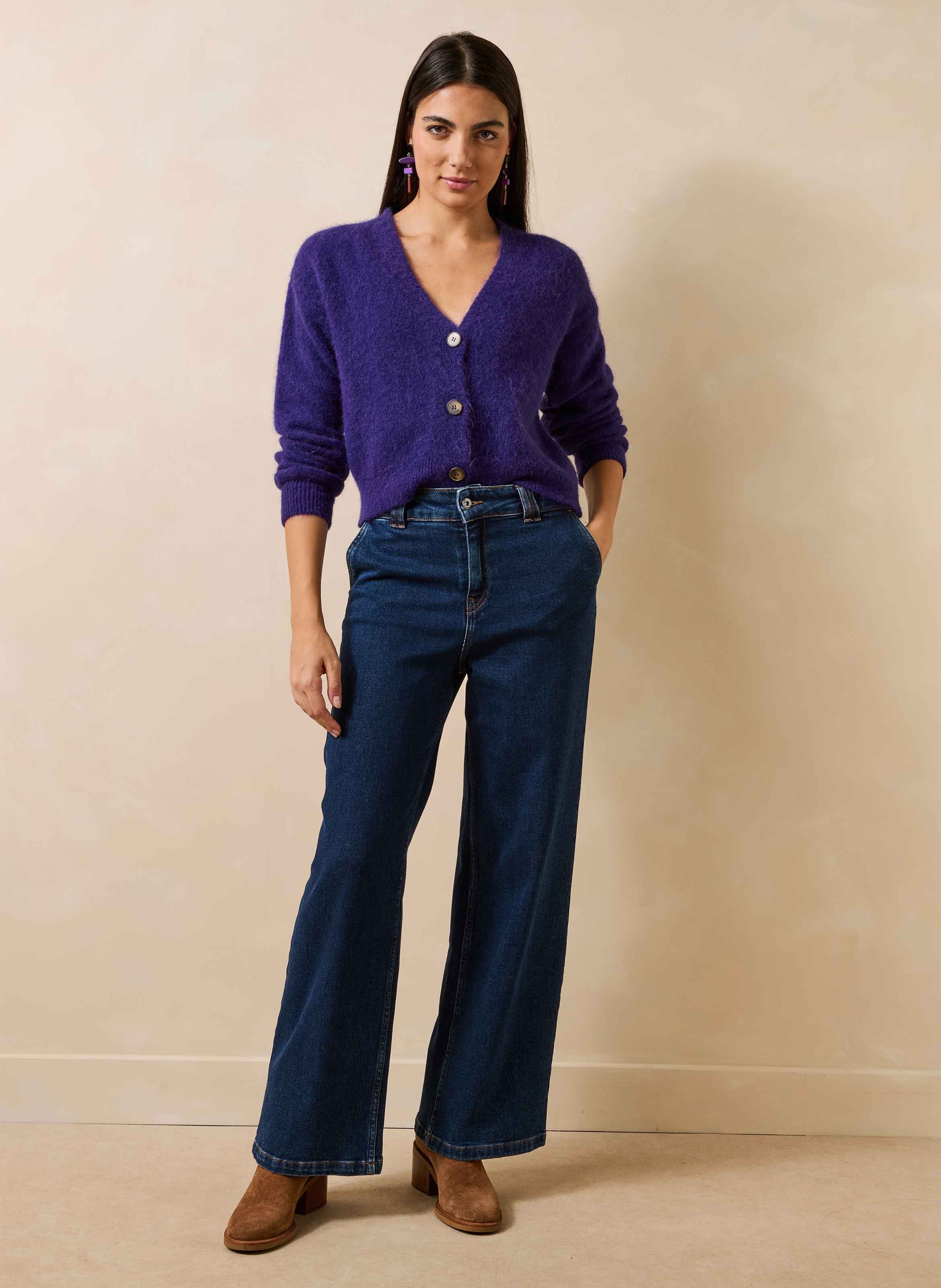 Oversized wool-blend cardigan LA FEE MARABOUTEE Purple