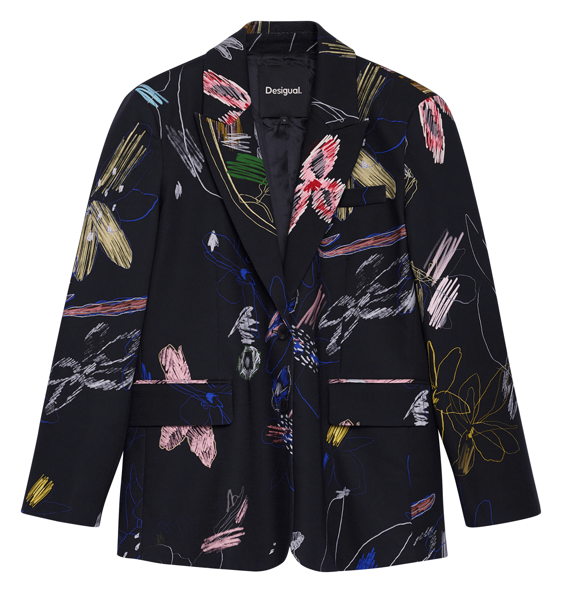 Veste col tailleur en coton mélangé DESIGUAL Noir
