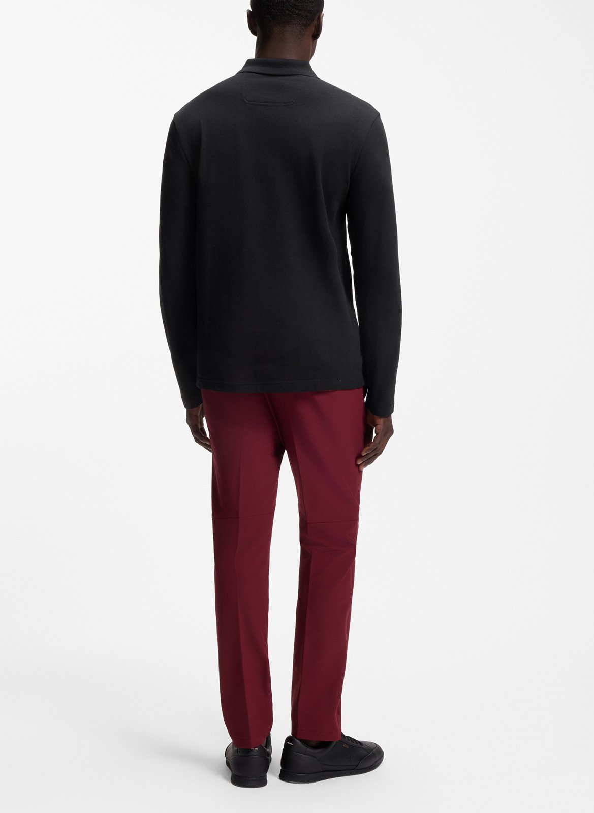 Polo manches longues en coton BOSS Noir