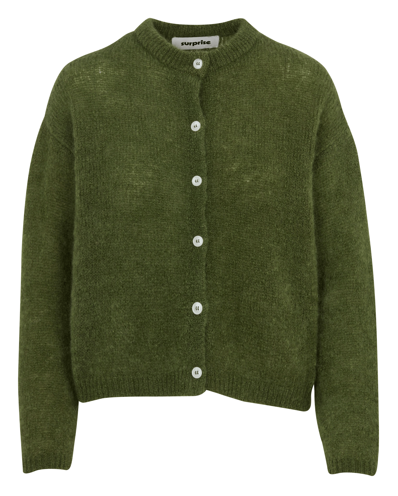 Weiter Rundhalsausschnitt-Pullover aus gemischtem Mohair SURPRISE Khaki
