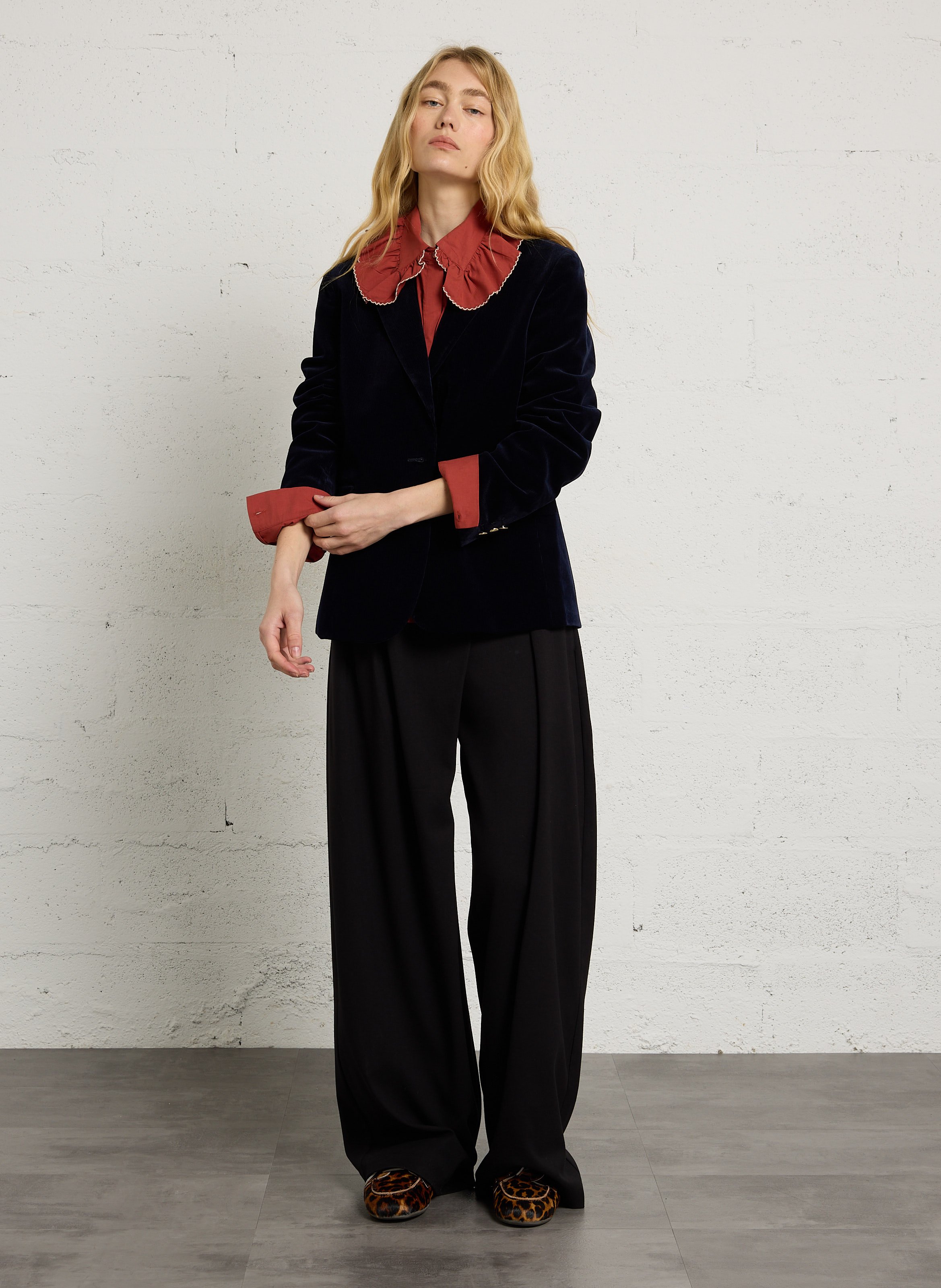 Blazer mit Rippenmuster aus Samteffekt PETITE MENDIGOTE Blau