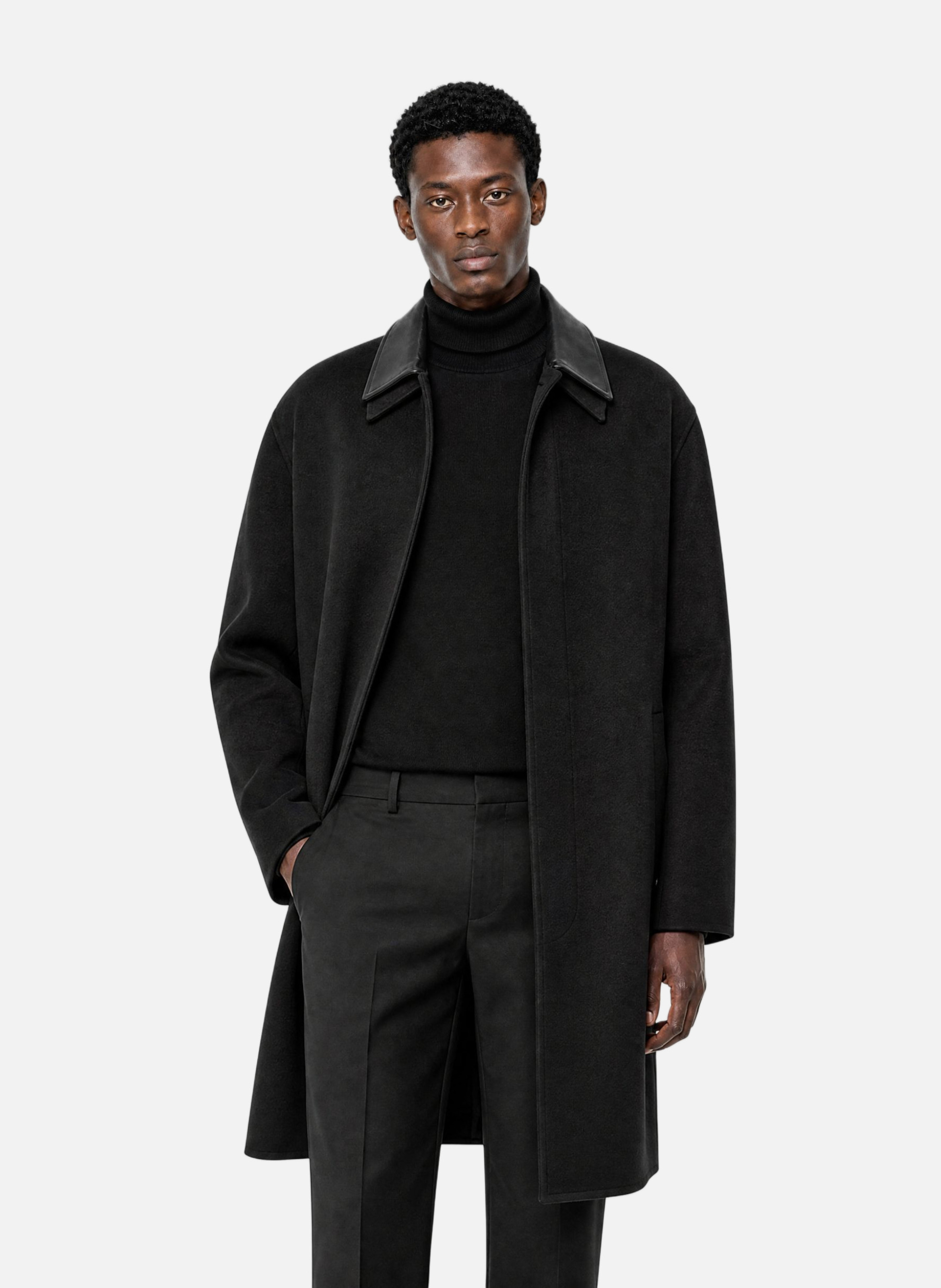 Leather-collar coat THE KOOPLES Black