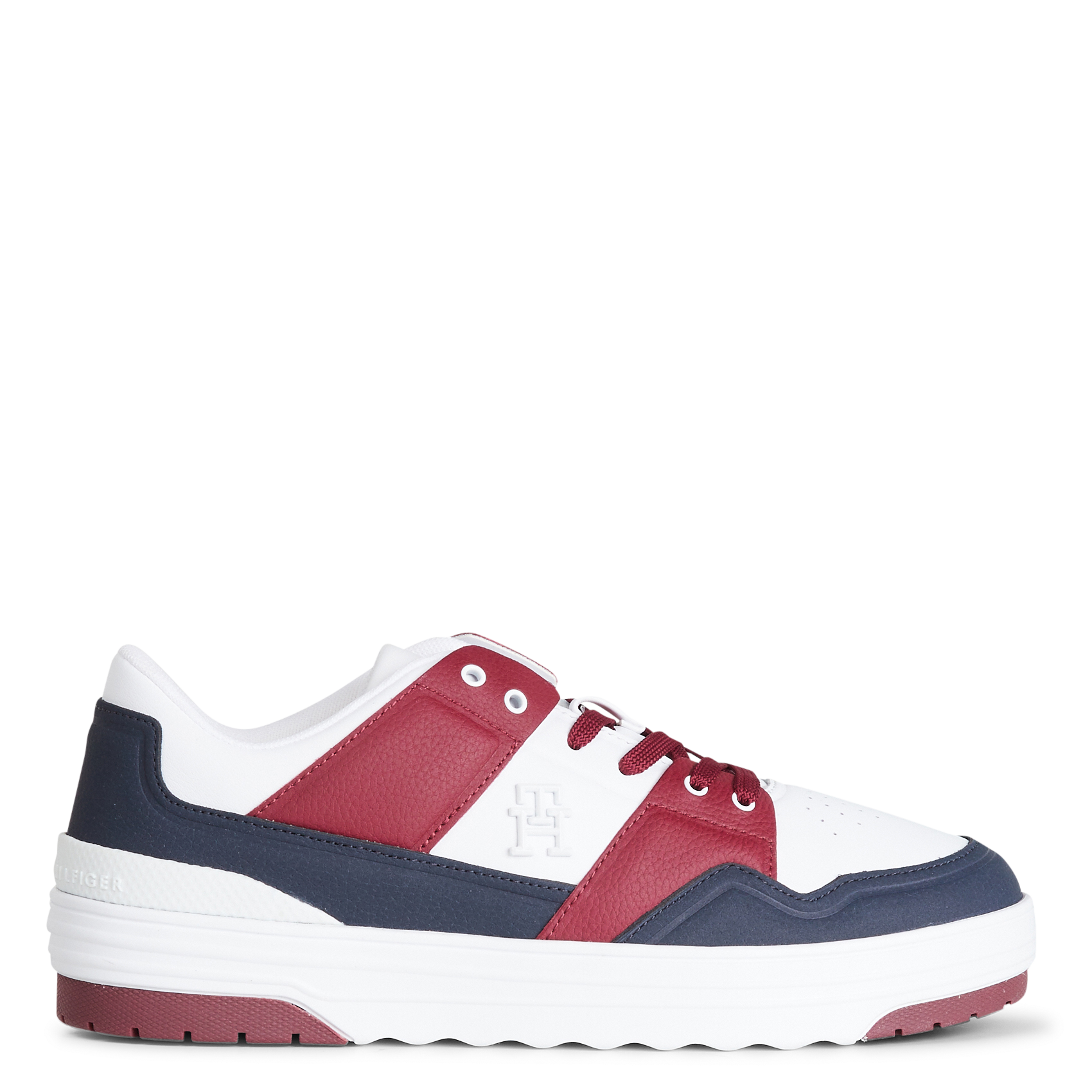 Low-top mixed leather trainers TOMMY HILFIGER Blue