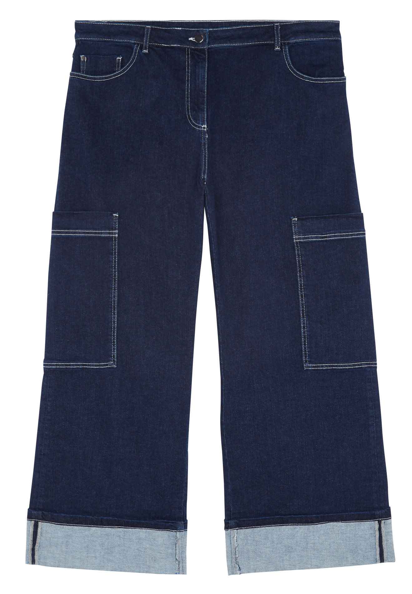 Cotton-blend straight-leg jeans PERSONA by Marina Rinaldi Blue