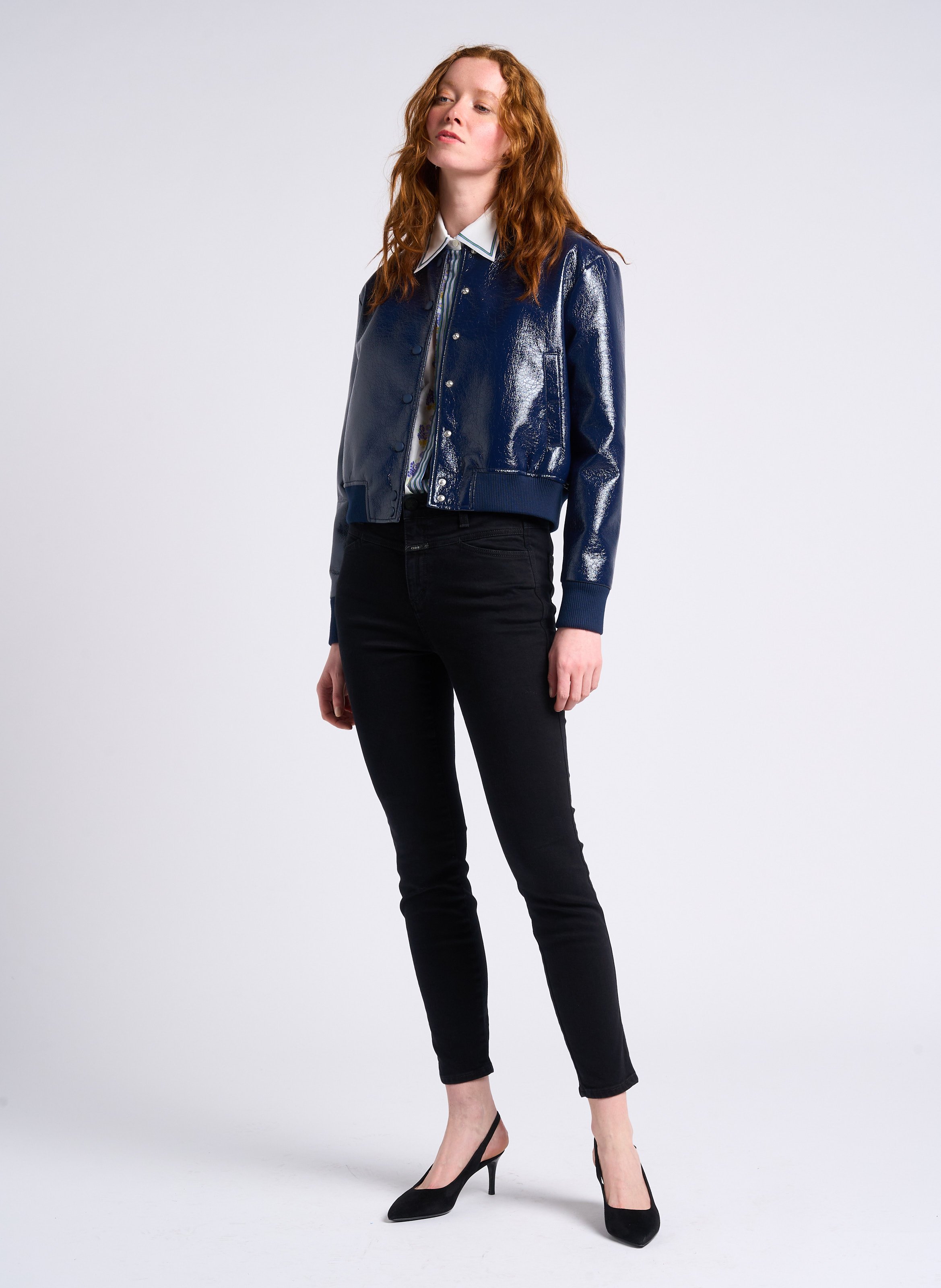 Chemise droite imprimée et transparente à col italien PAUL AND JOE Blanc