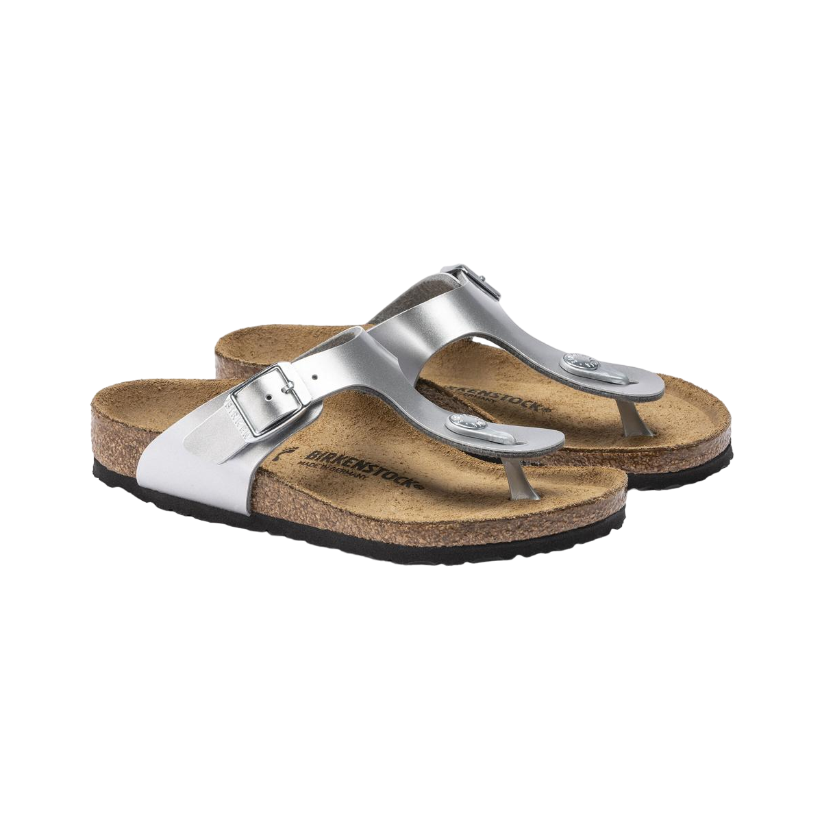 Faux leather sandals BIRKENSTOCK Silver