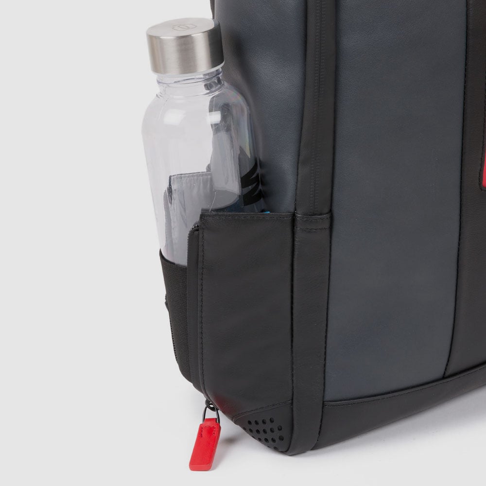 Leather backpack PIQUADRO Grey