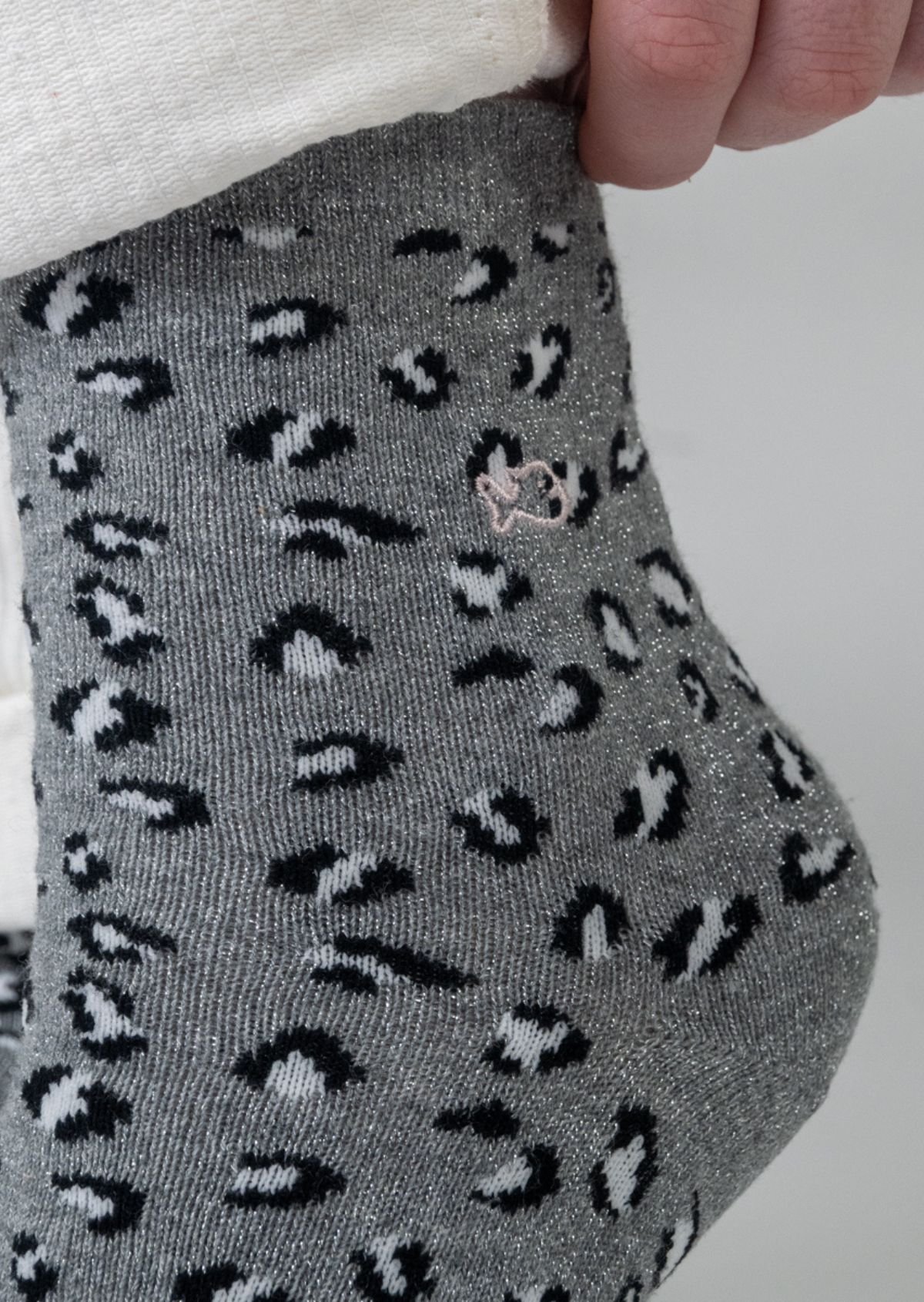 Leopard Combed Cotton Socks BILLYBELT Grey