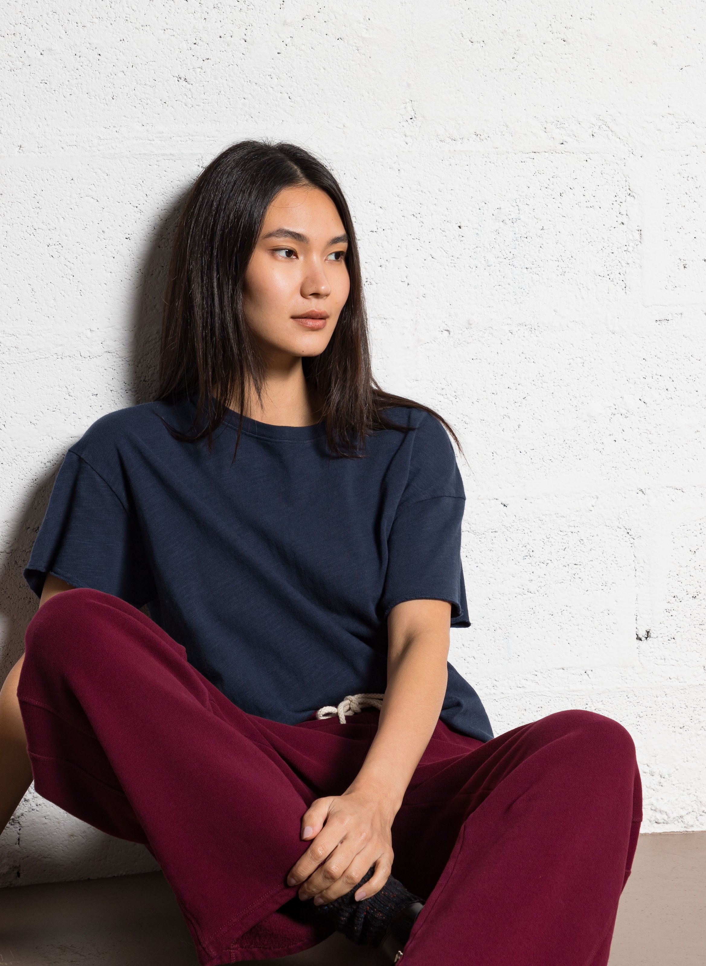 Pantalon jogging en coton mélangé Rouge