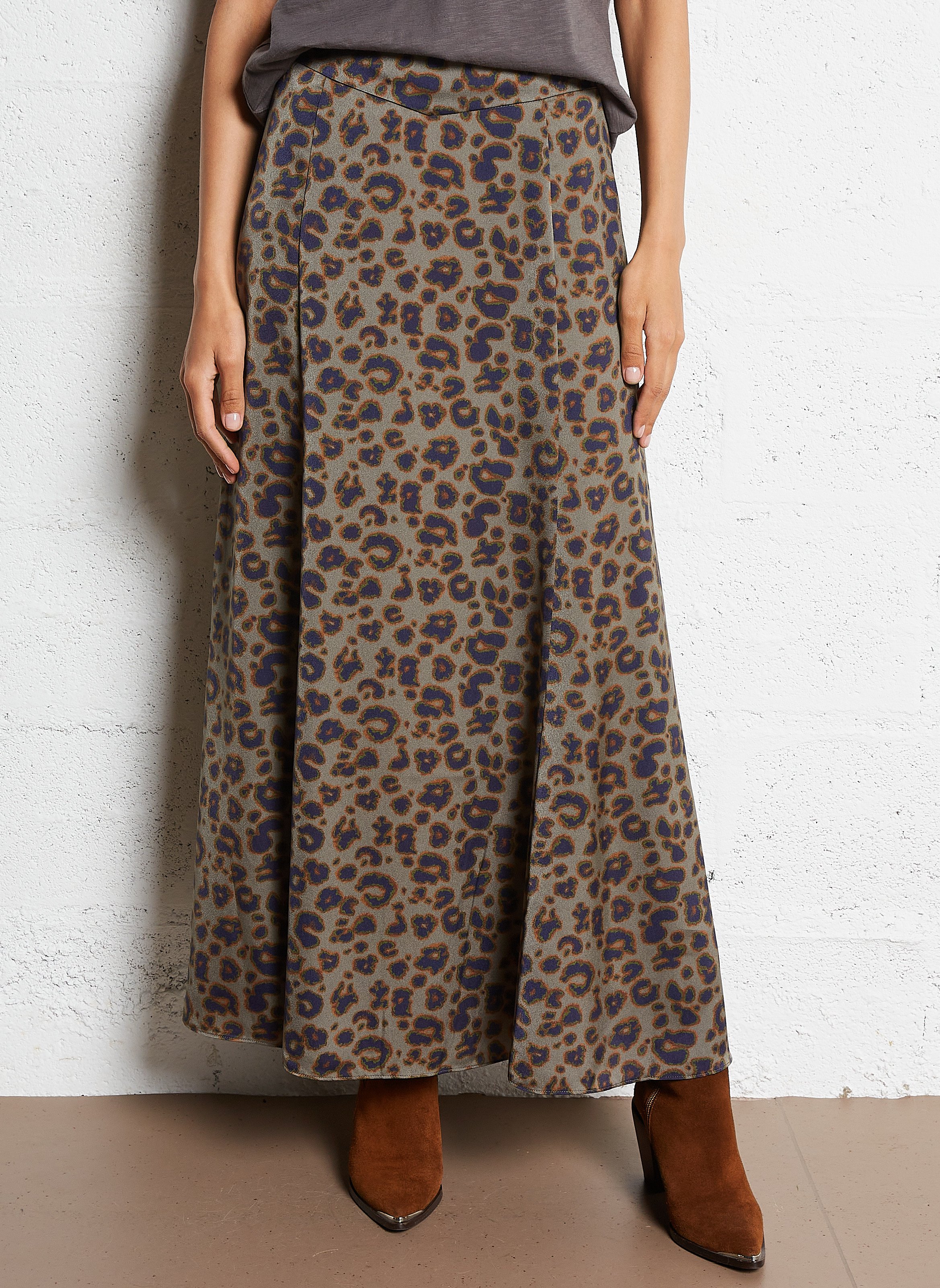 Flared long skirt with leopard print BA&SH