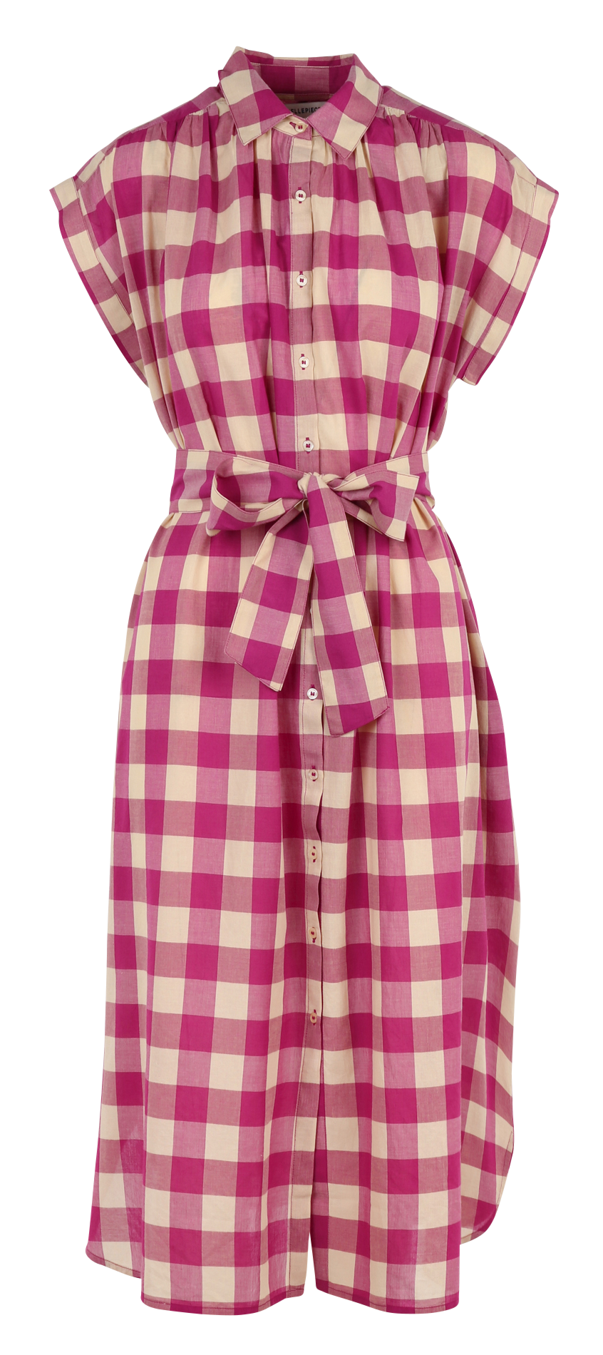 Lange, katoenen jurk met klassieke kraag BELLEPIECE Roze