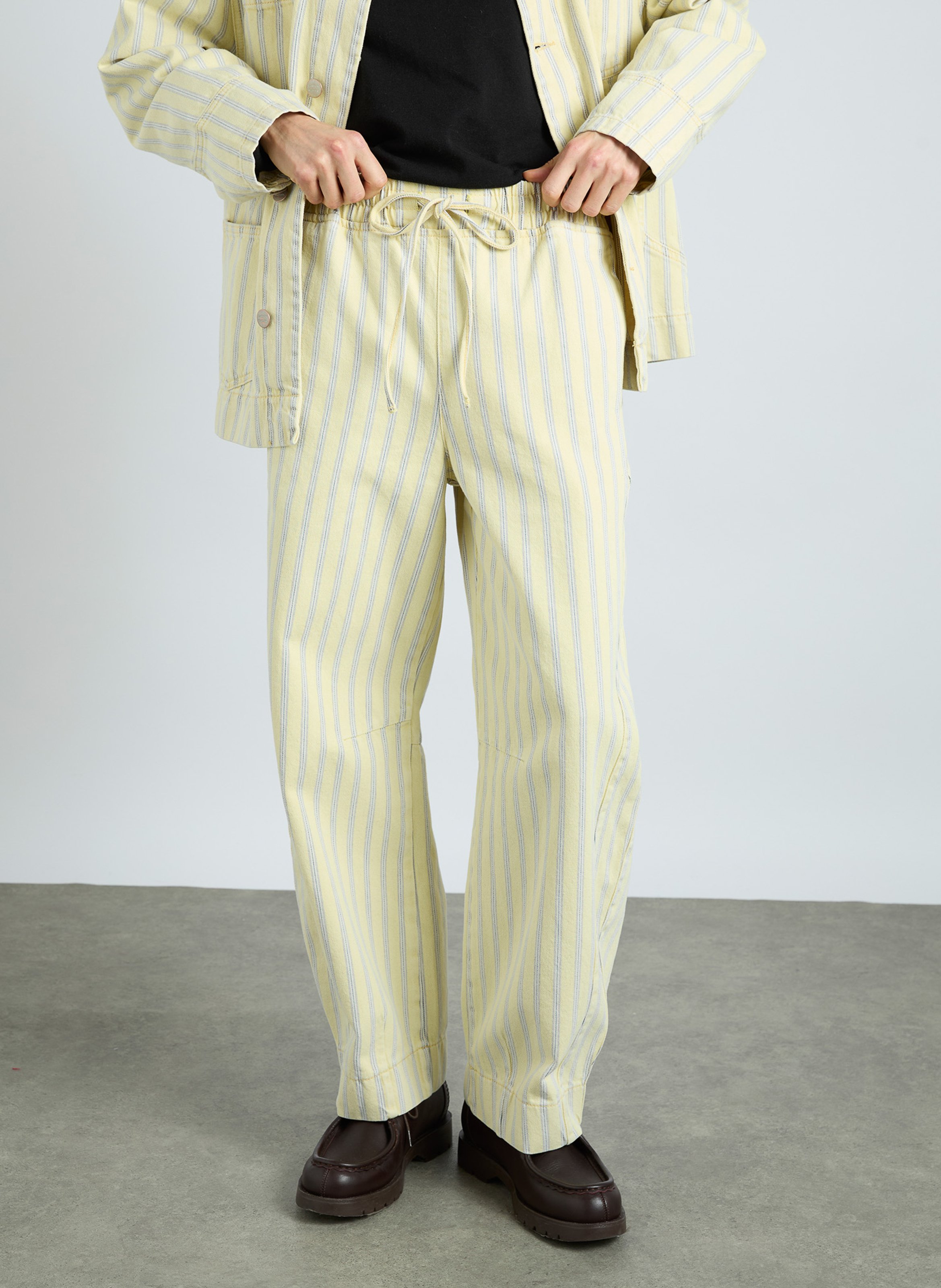 Straight striped organic cotton trousers DAMSON MADDER Yellow