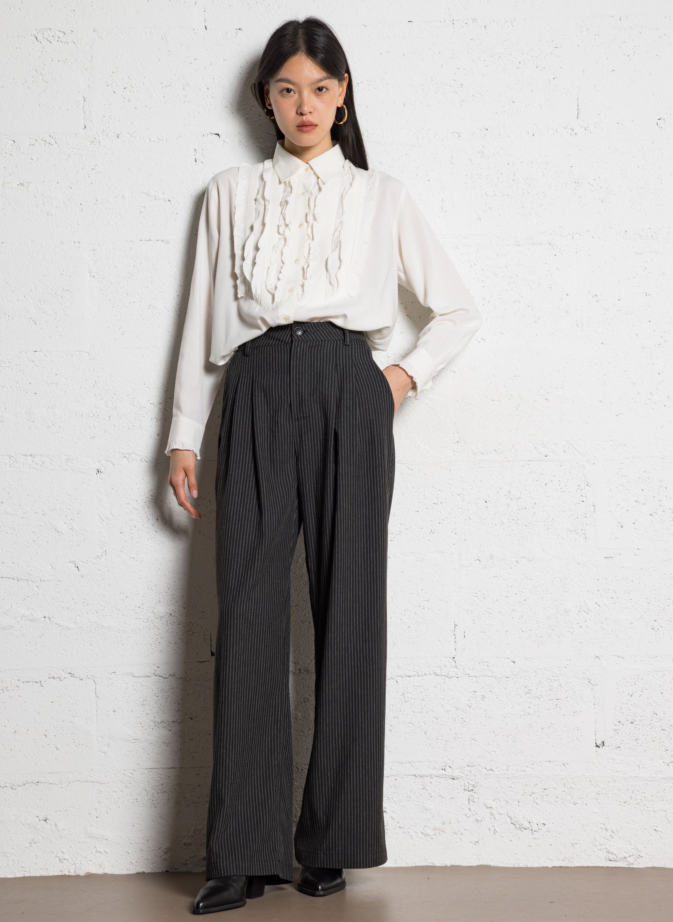 Short embroidered cotton-blend henley dress MAISON HOTEL Beige