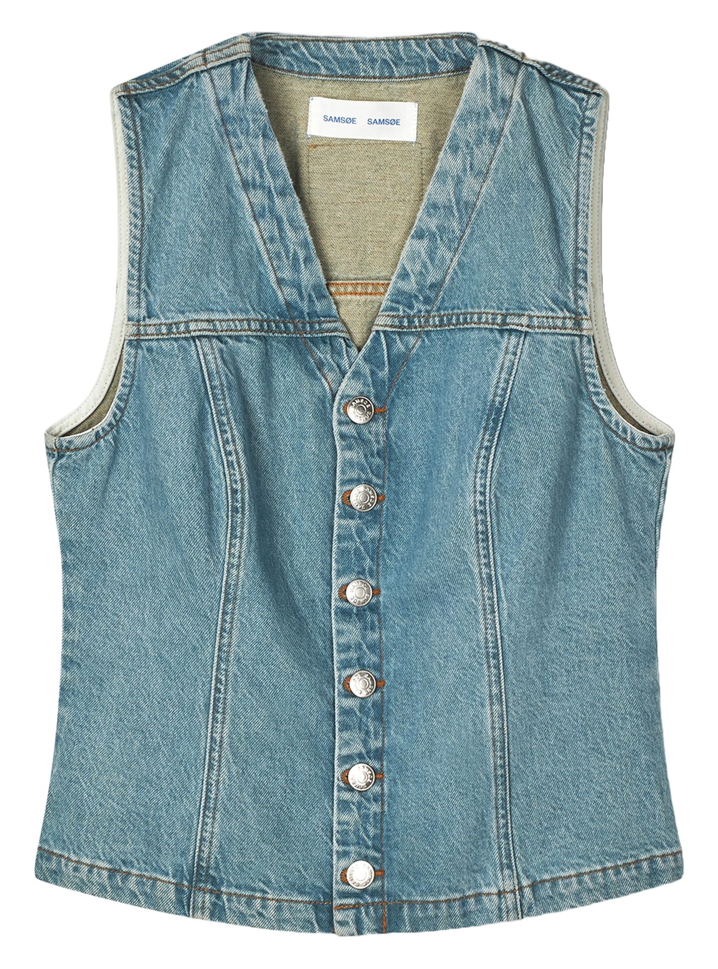 Top col v en denim SAMSOE SAMSOE Bleu