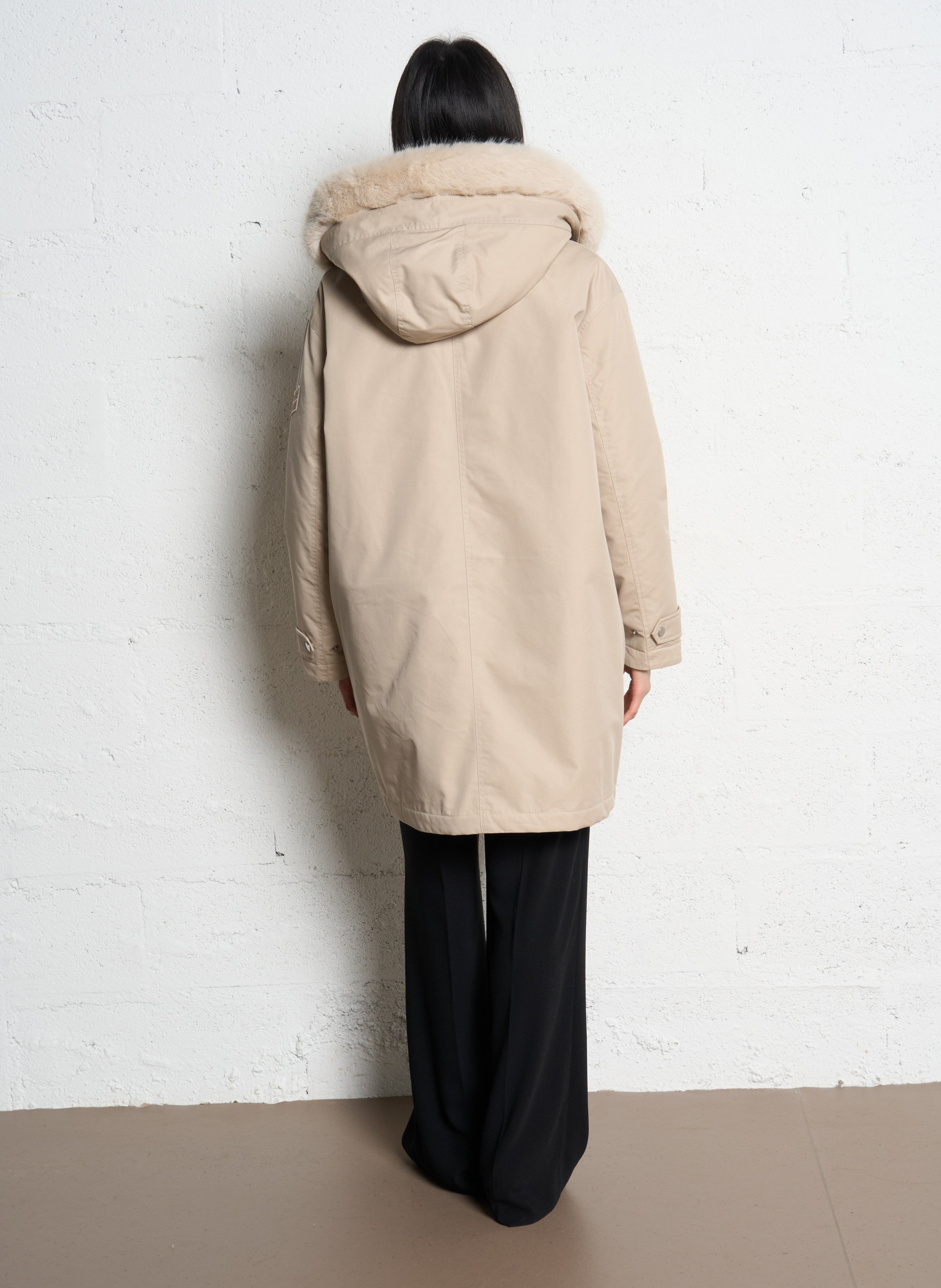 Oversized cotton blend parka IKKS Beige