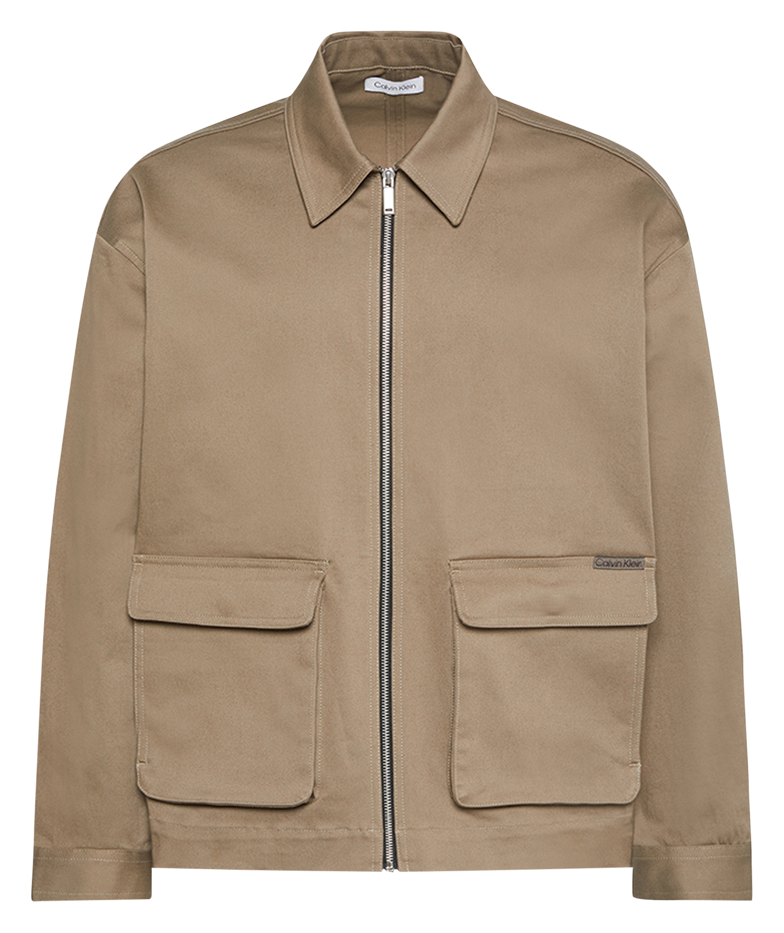 Veste droite col classique en coton mélangé CALVIN KLEIN Marron