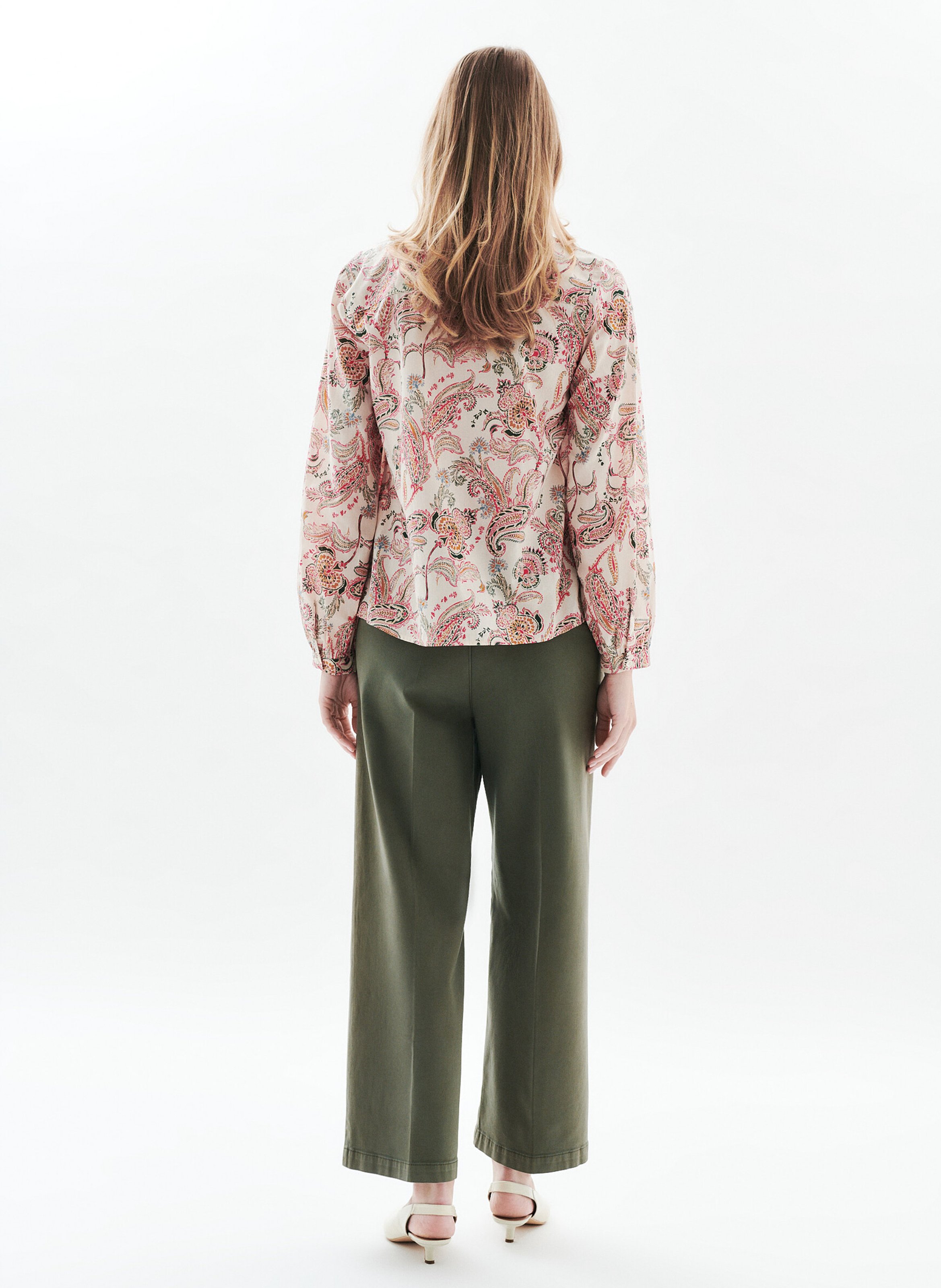 Chemise col rond en coton  CAROLL Beige