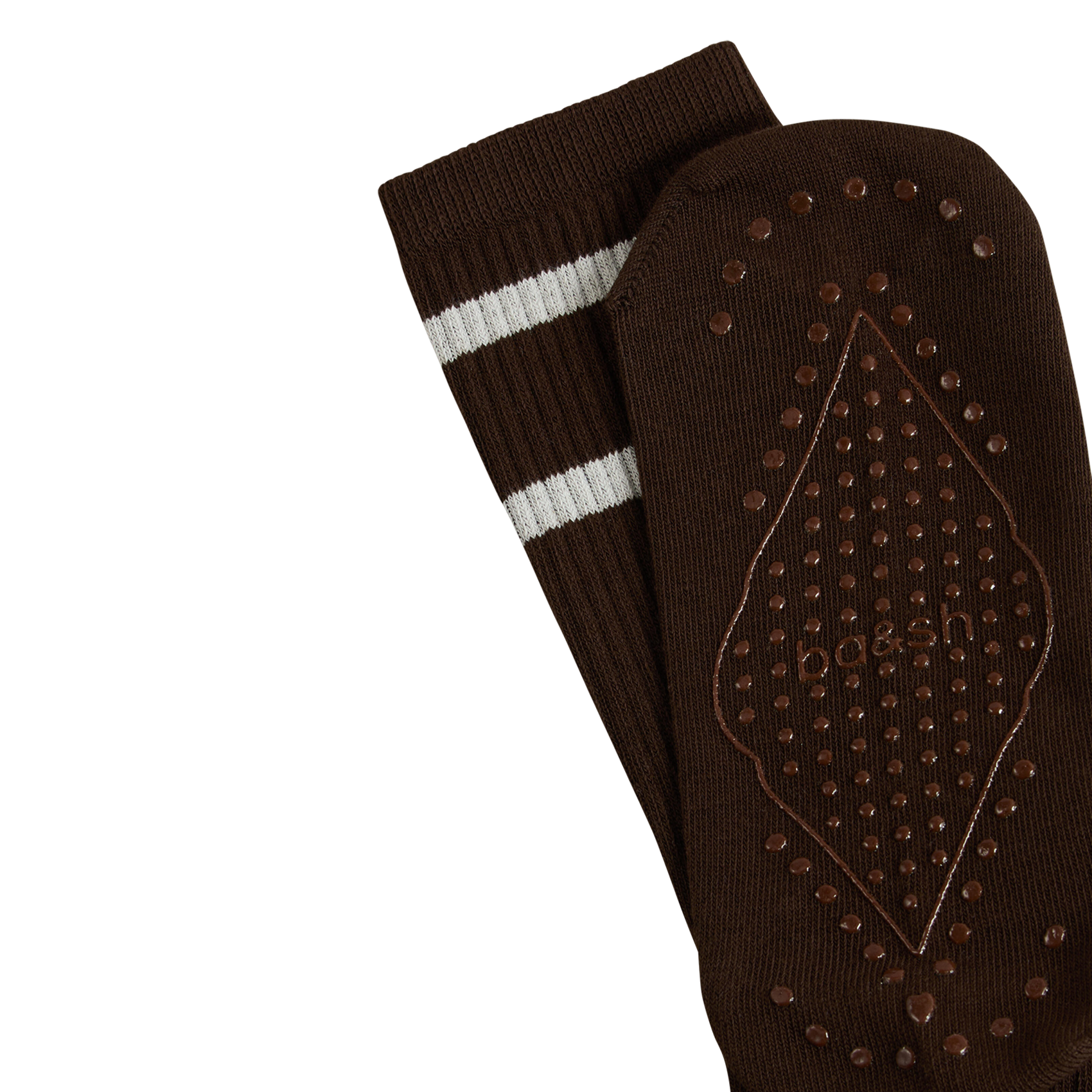 Chaussettes montante antidérapantes à rayures BA&SH Marron