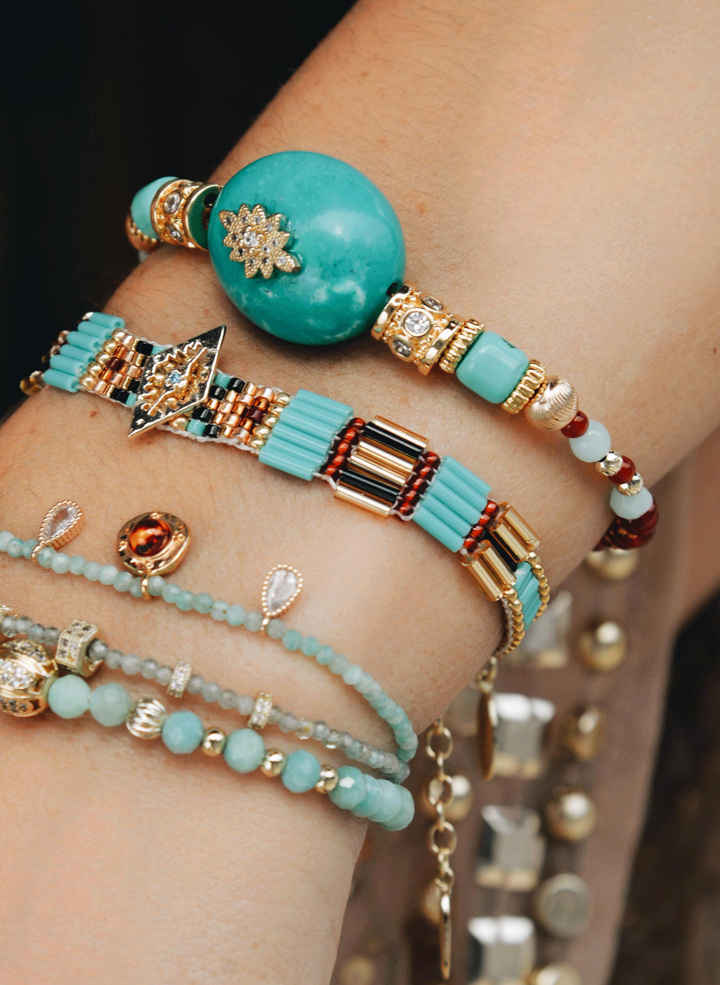 Adjustable bead bracelet HIPANEMA Blue