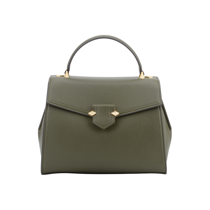 Handbag - grained calf leather POURCHET Khaki